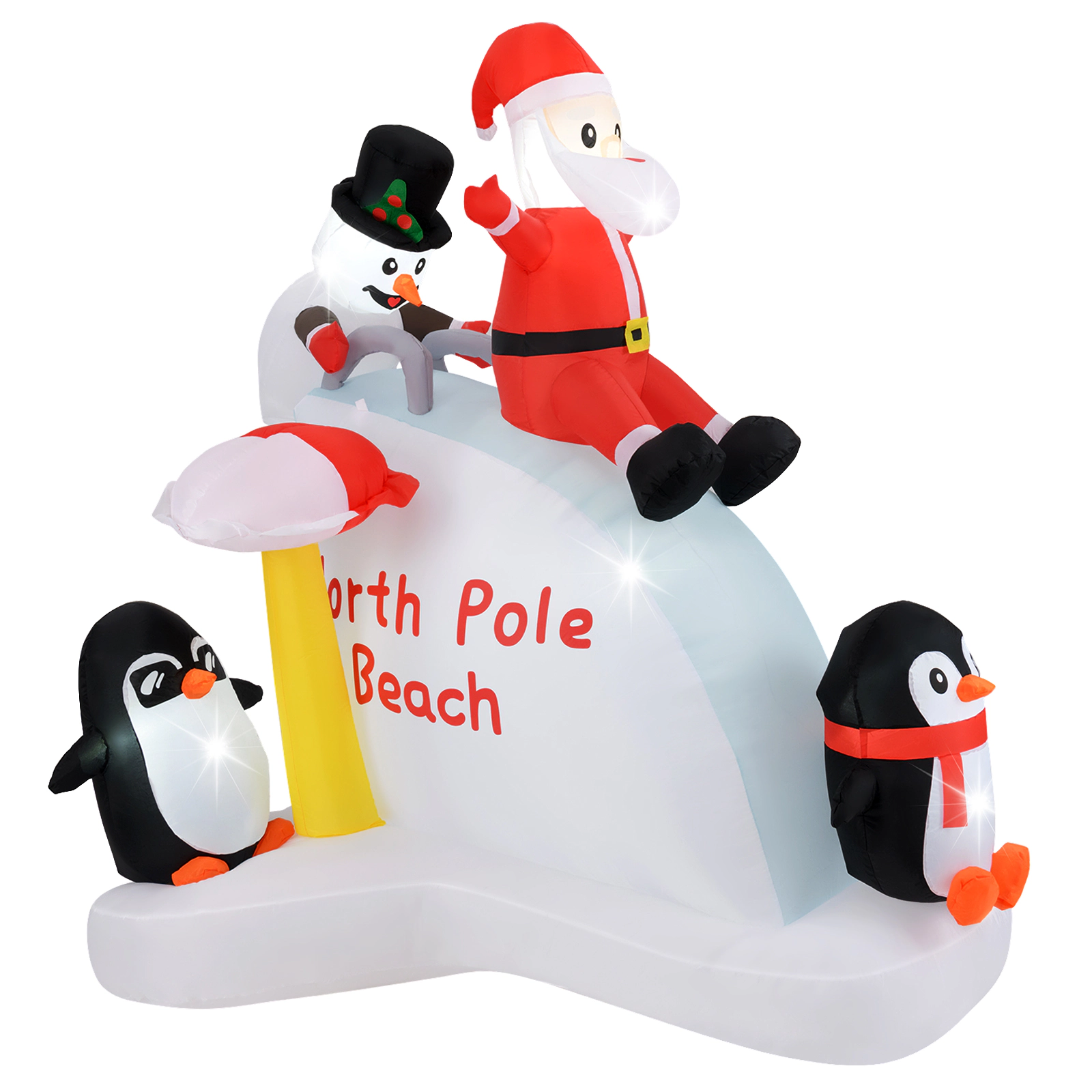 SUGIFT 6 Feet Christmas Inflatable Penguins and Santa with Ice Slide Decoration