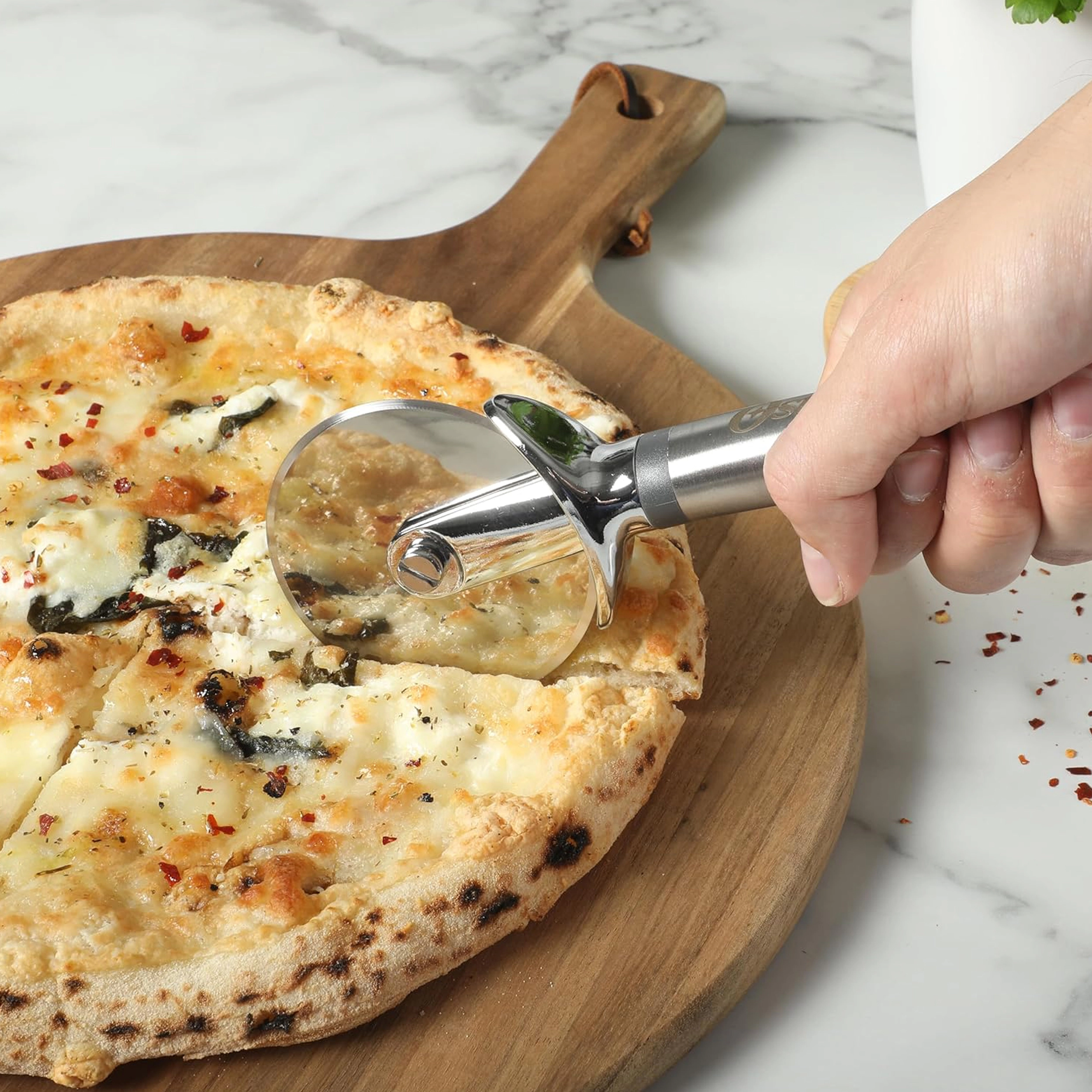 Oster Chadswyck 8.7 Inch Stainless Steel Pizza Cutter in Silver