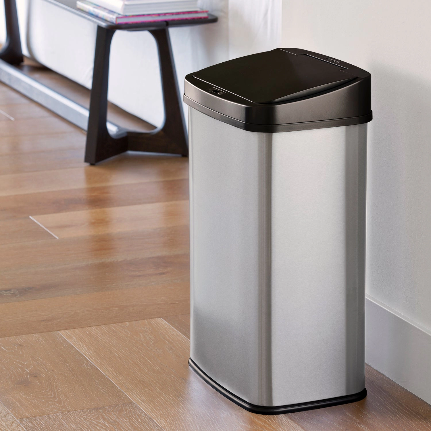 Ninestars Rectangular 13.2-Gallon Stainless Steel Motion Sensor Trash Can