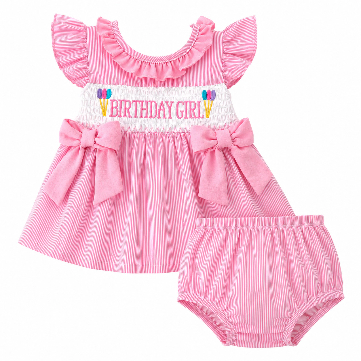 Laurenza's Baby Girls Smocked Birthday Girl Outfit Set