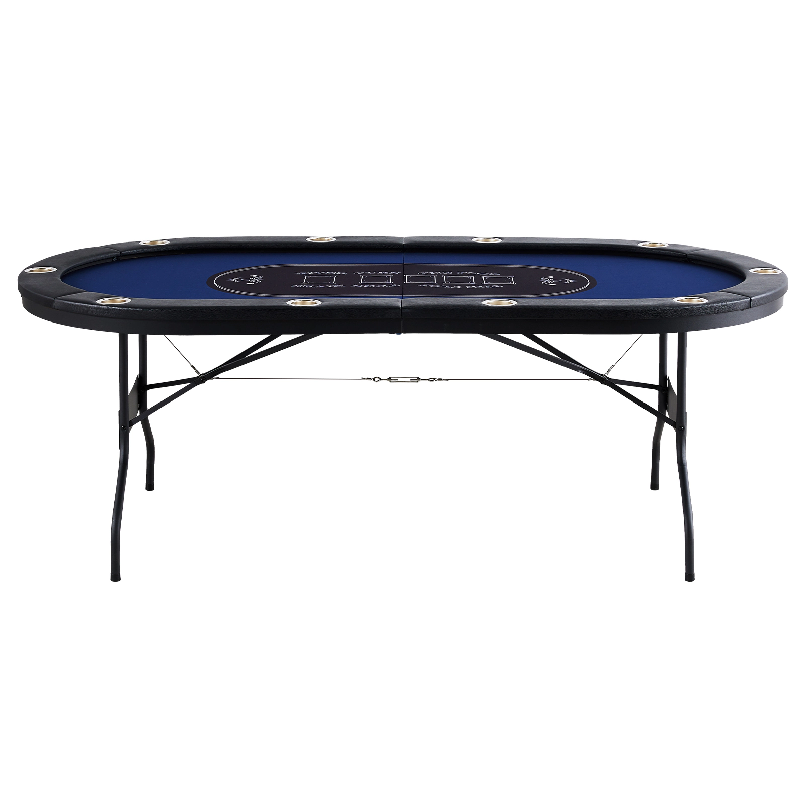 HONGGE Foldable Poker Table Player Folding Casino Leisure Table with Padded Rails and Cup Holders Oval Portable Game