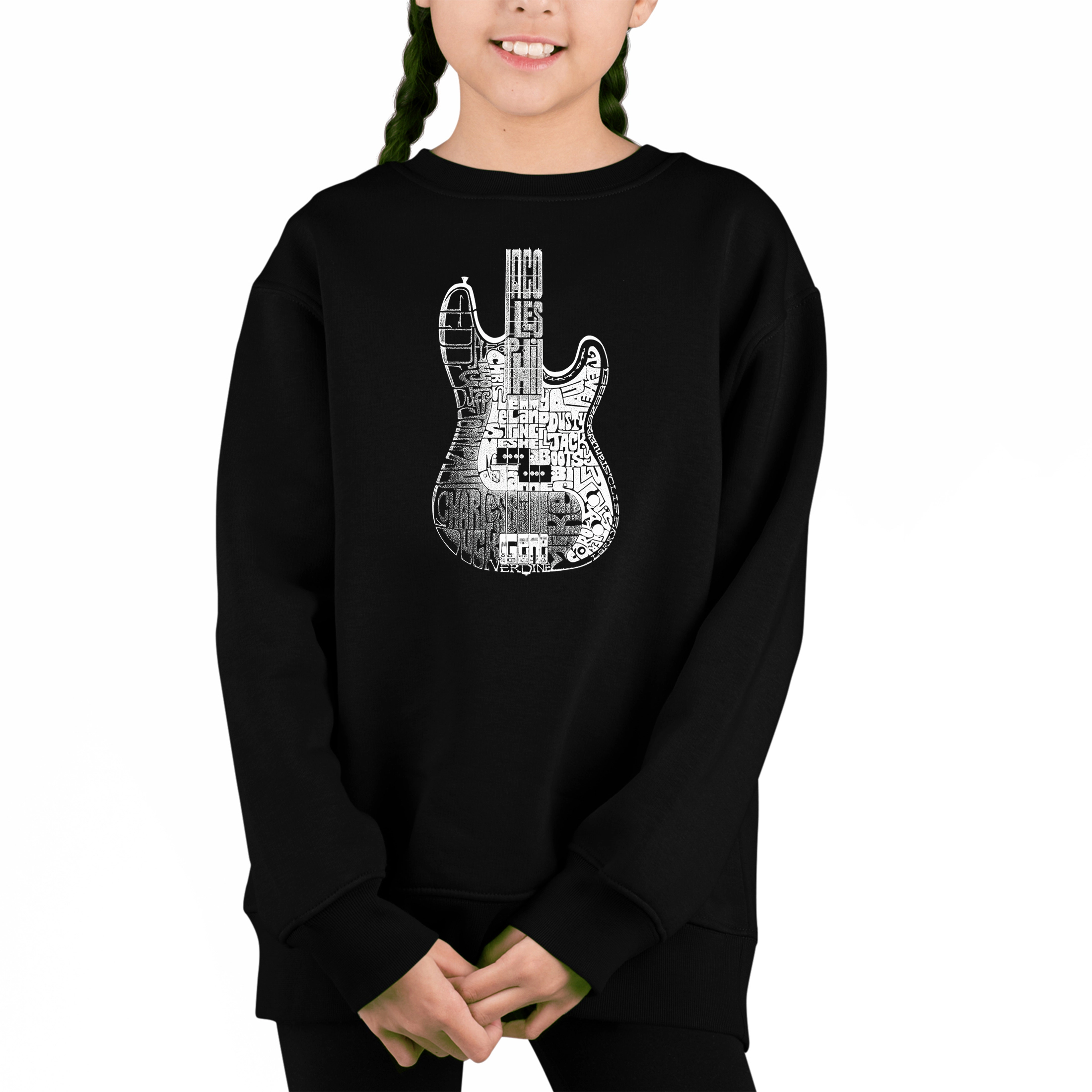 LA Pop Art Girl's Word Sweatshirt - Bass Guitar