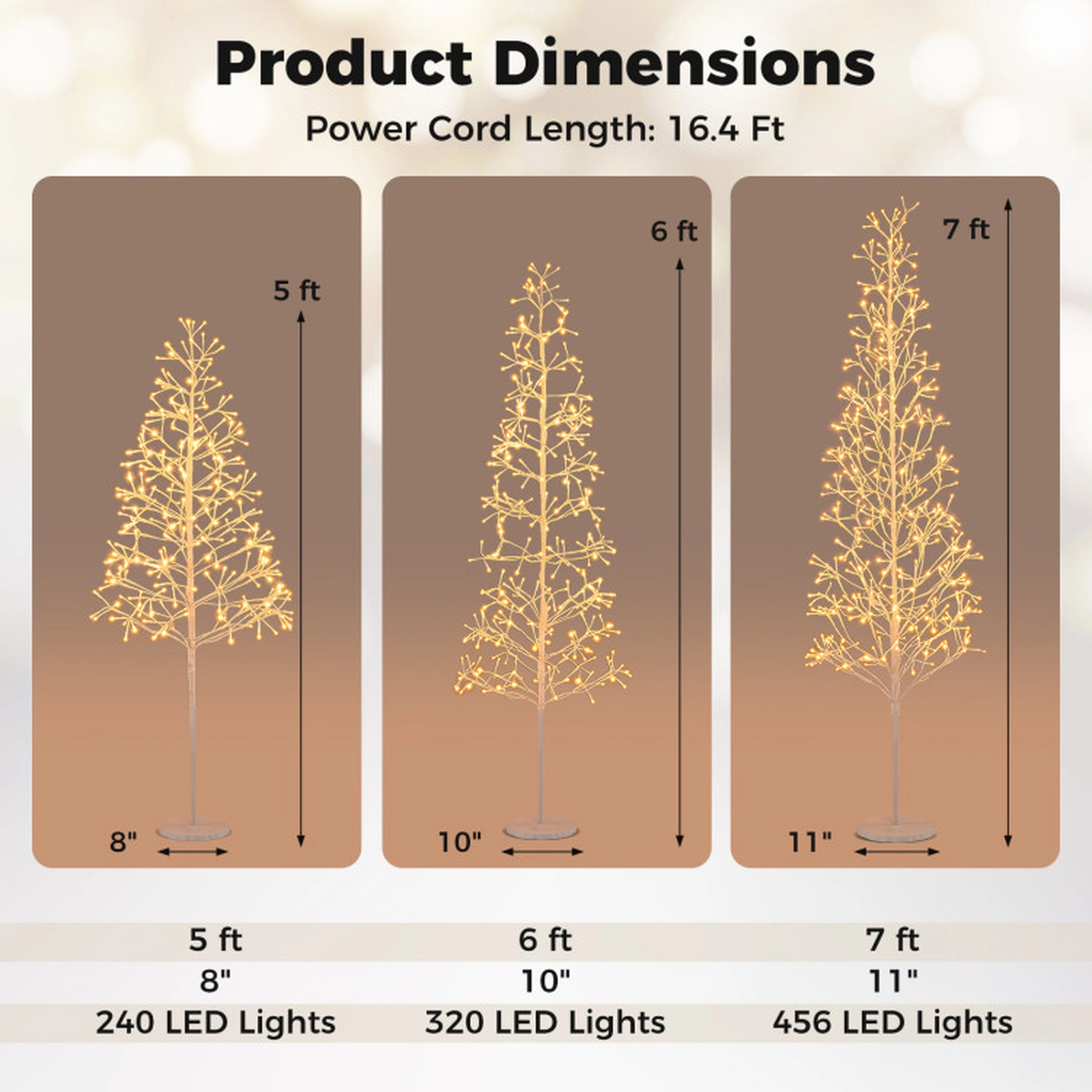 SUGIFT Lighted Birch Twig Christmas Tree with 240 LED Lights 5-ft Tall Metal PVC Frame Weighted Cement Base White