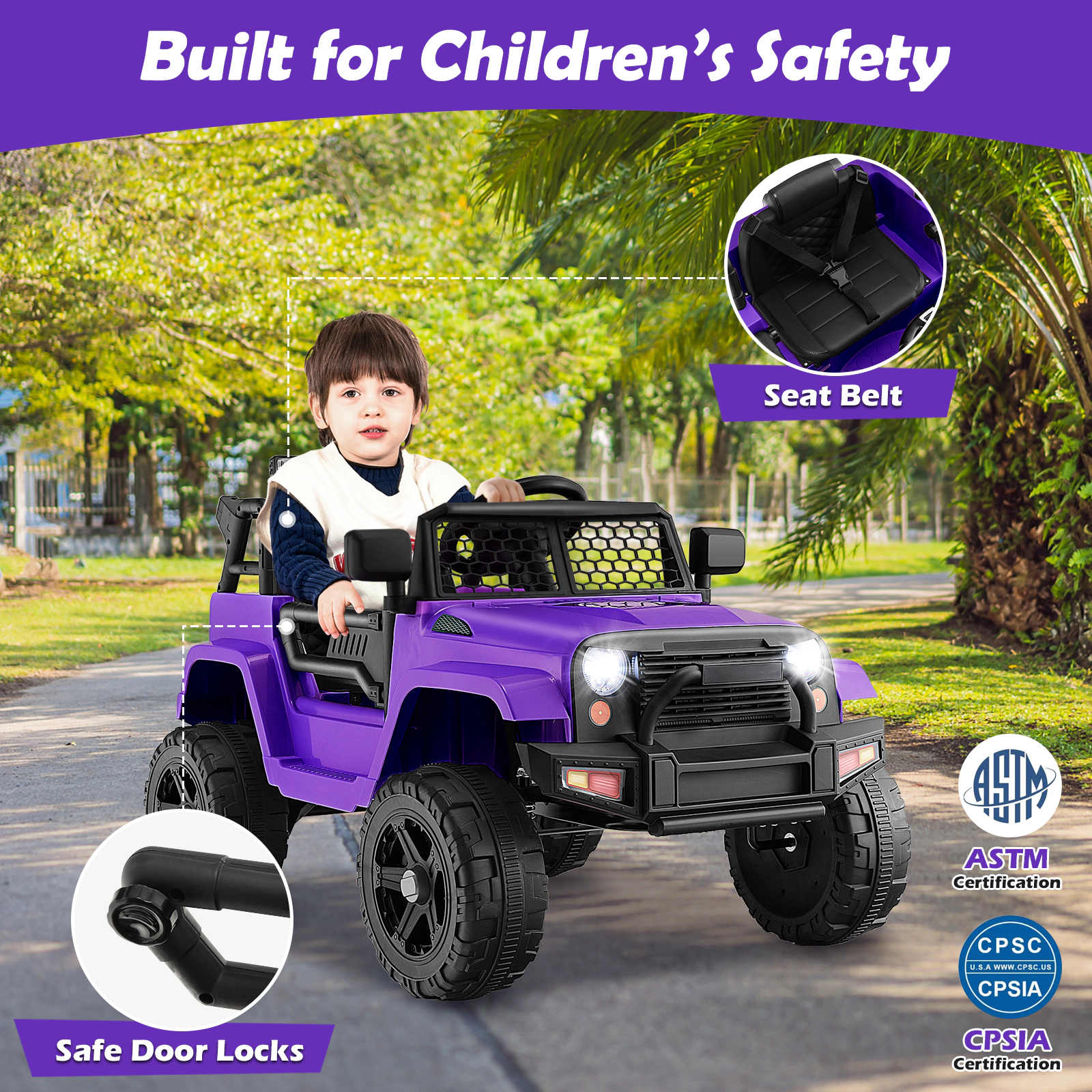 12V Kids Electric Car Spring Suspension Parent Remote and Rotating Mirrors for Ages 3-7 Battery Powered Ride On Truck