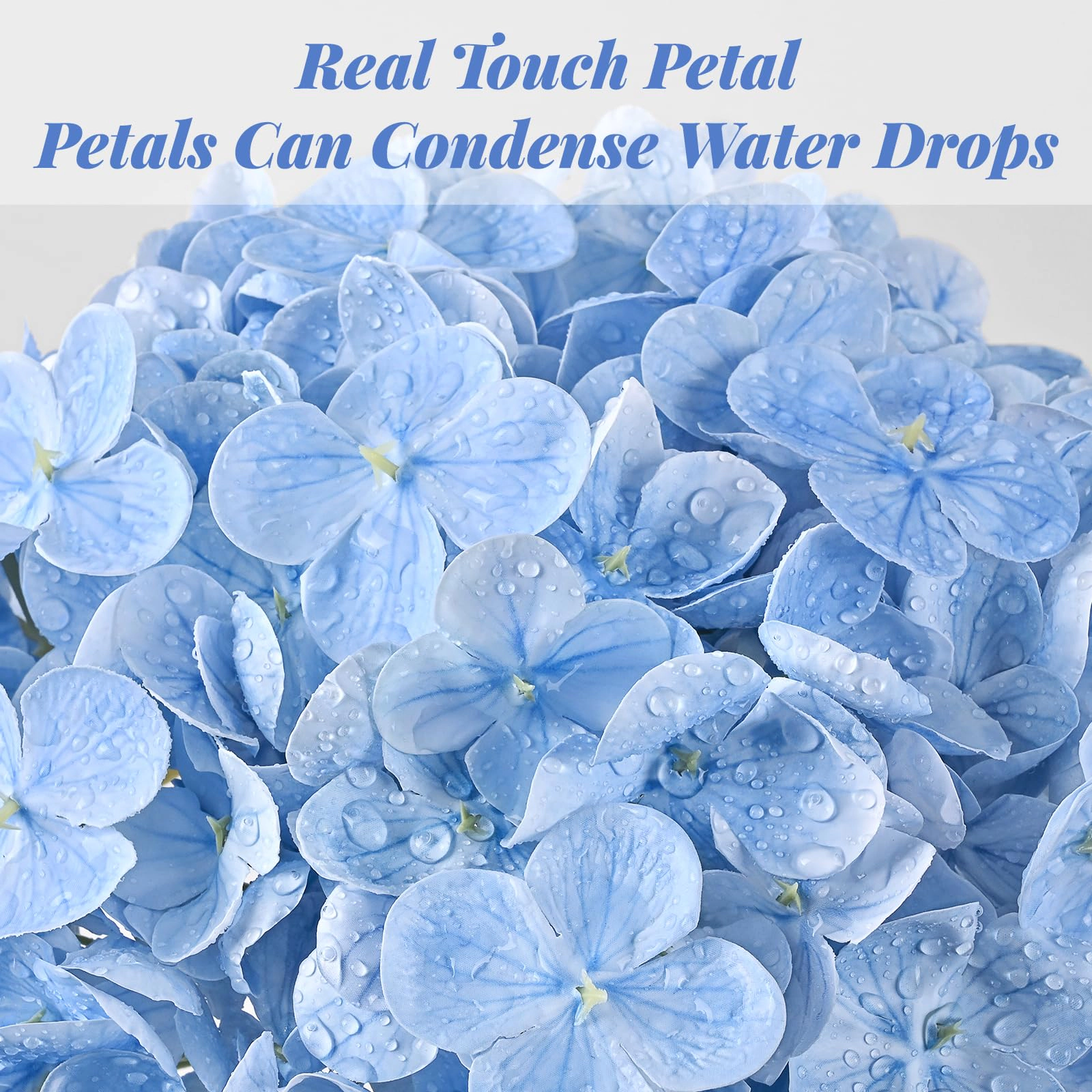 PUPWE 421in Hydrangea Artificial Flowers  Latex Real Touch Hydrangeas (blue)
