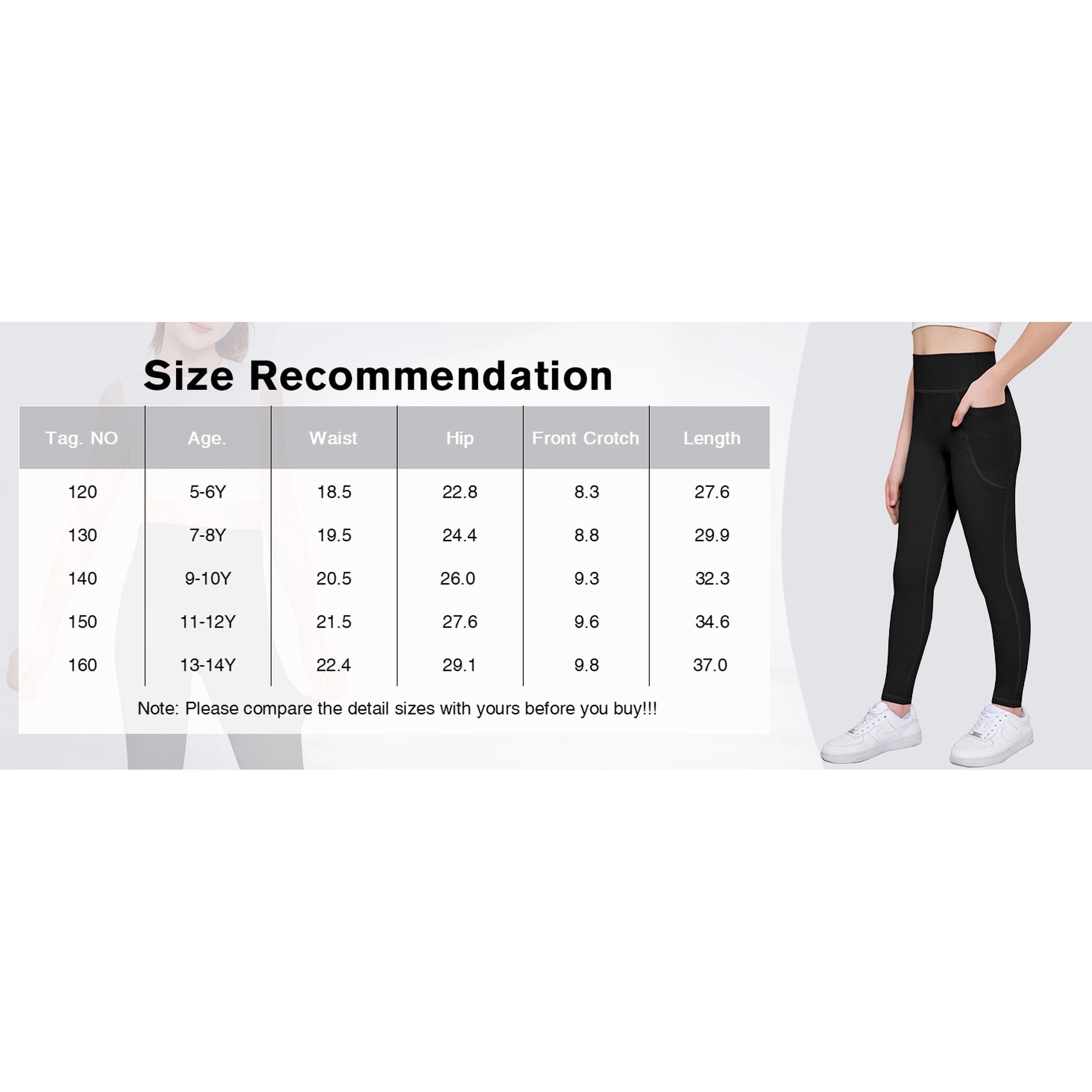 Arshiner Girl's High Waist Yoga Leggings with Pockets