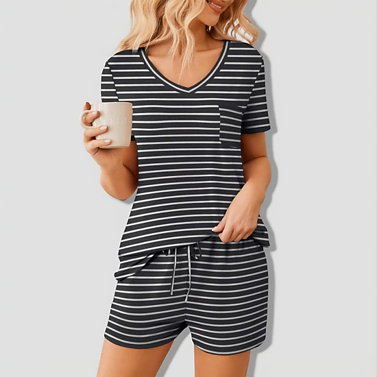 Ekouaer Womens Pajama Sets Short Sleeve Pajamas for Women Sets Soft Lounge Sets Casual V Neck
