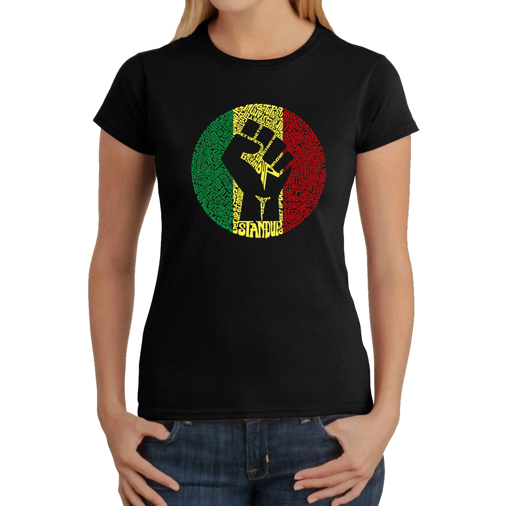 LA Pop Art Women's Word T-Shirt - Get Up Stand
