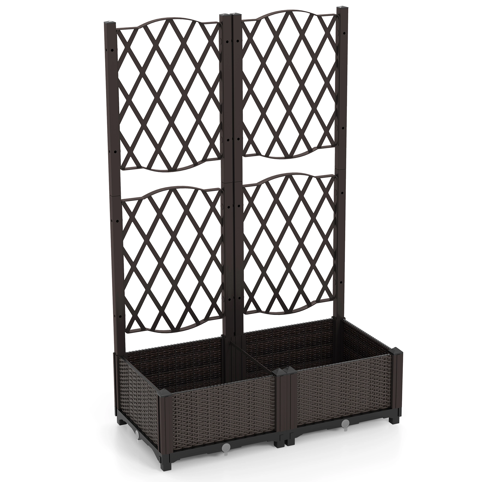 SlickBlue Rattan Style Raised Planter Box with Climbing Plant Trellis
