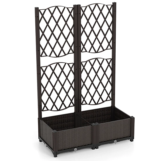 SlickBlue Raised Planter Box with Climbing Trellis for Garden
