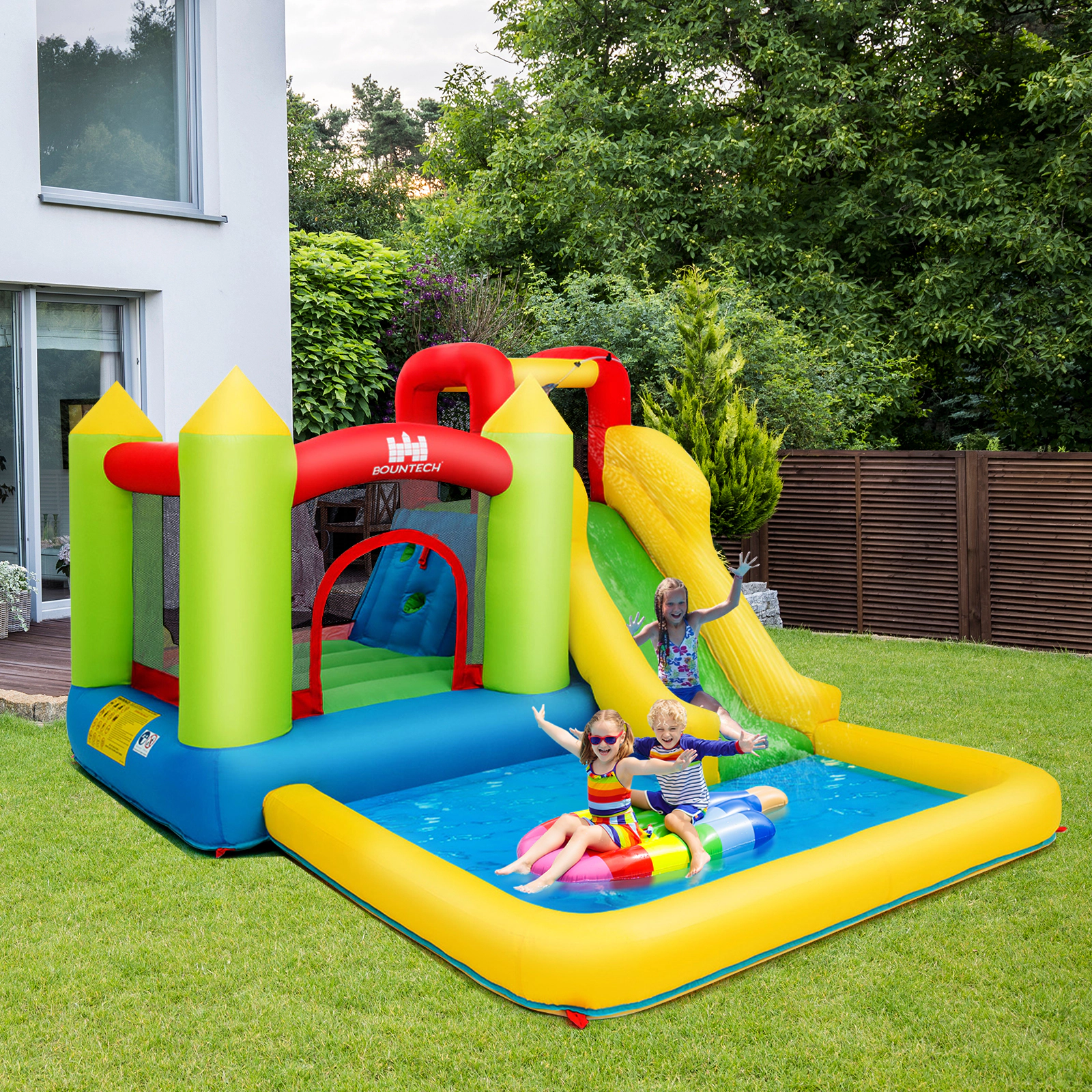 LJG Kids Outdoor Inflatable Bounce House with 480 W Blower