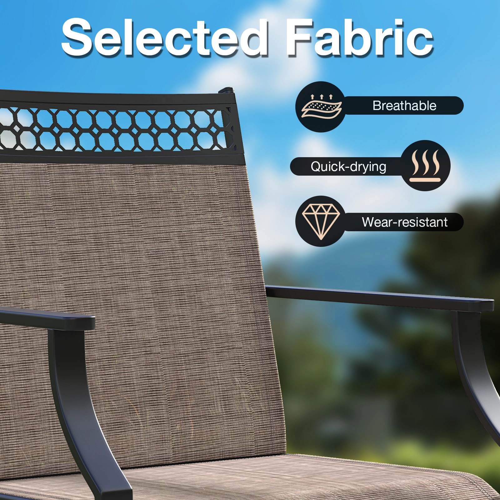 SUGIFT Patio Swivel Dining Chairs Set of 2 with 360° Swivel Heavy-duty Metal Frame 400-lb Capacity Brown/Gray