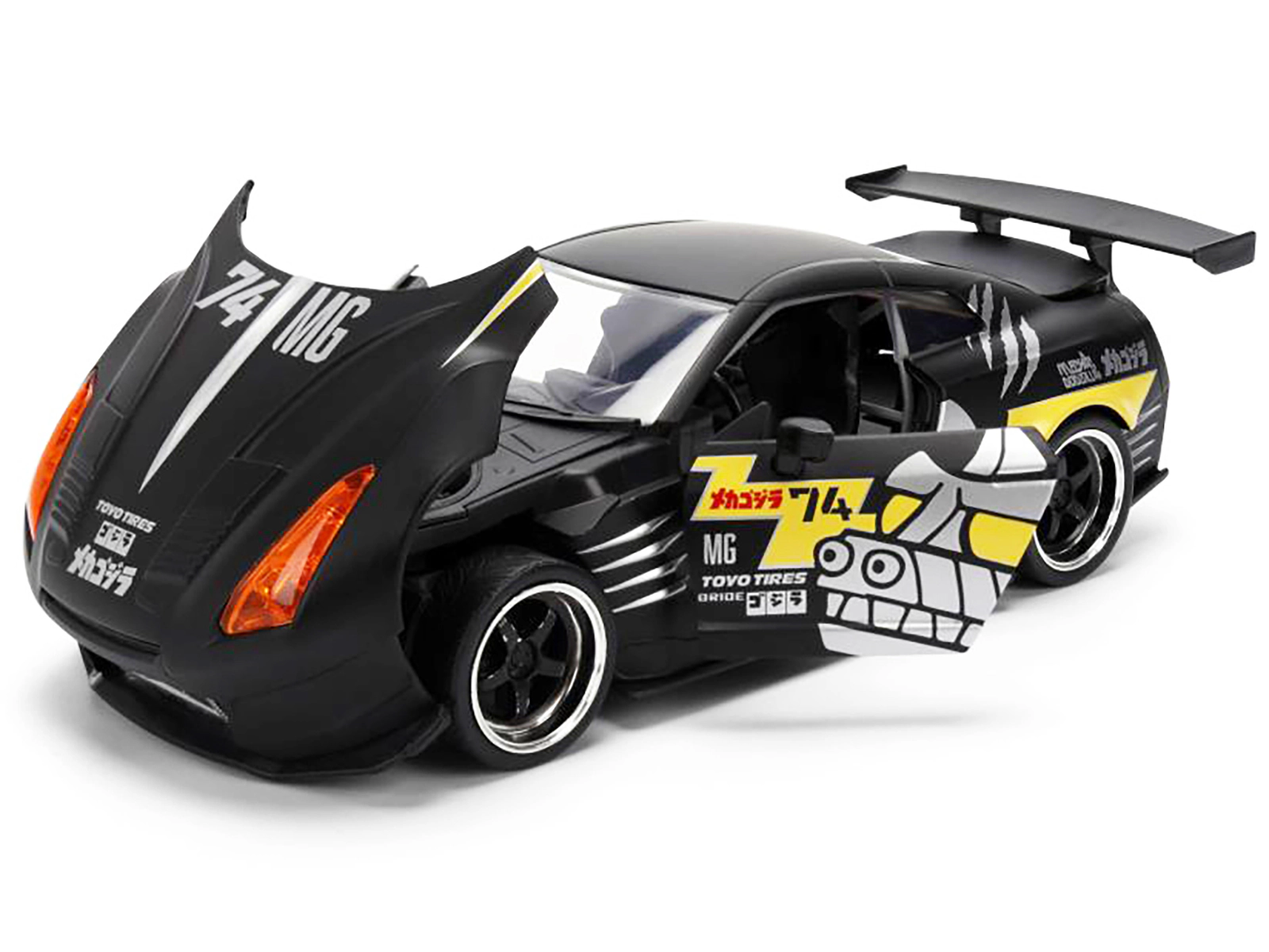 Jada 2009 Nissan GT-R (R35) Ben Sopra Matt Black with "Mechagodzilla" Graphics "Hollywood Rides" Series 1/24