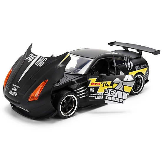 Jada Collectible 2009 Nissan Gt-R (R35) Ben Sopra Matt Black With "Mechagodzilla" Graphics "Hollywood Rides" Series 1/24