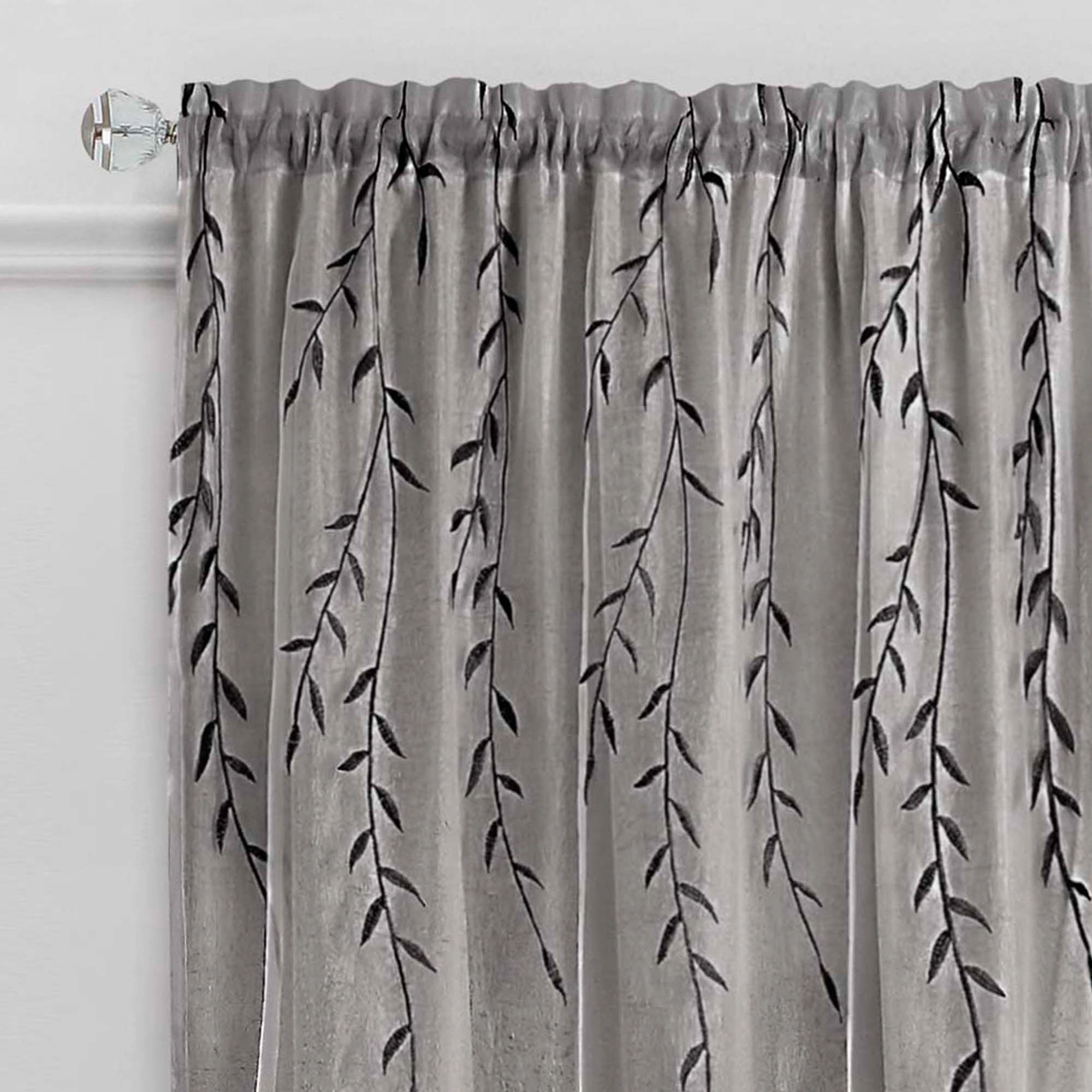Kate Aurora Traditional Home 2 Pack Double Layered Embroidered Floral Sheer Curtains