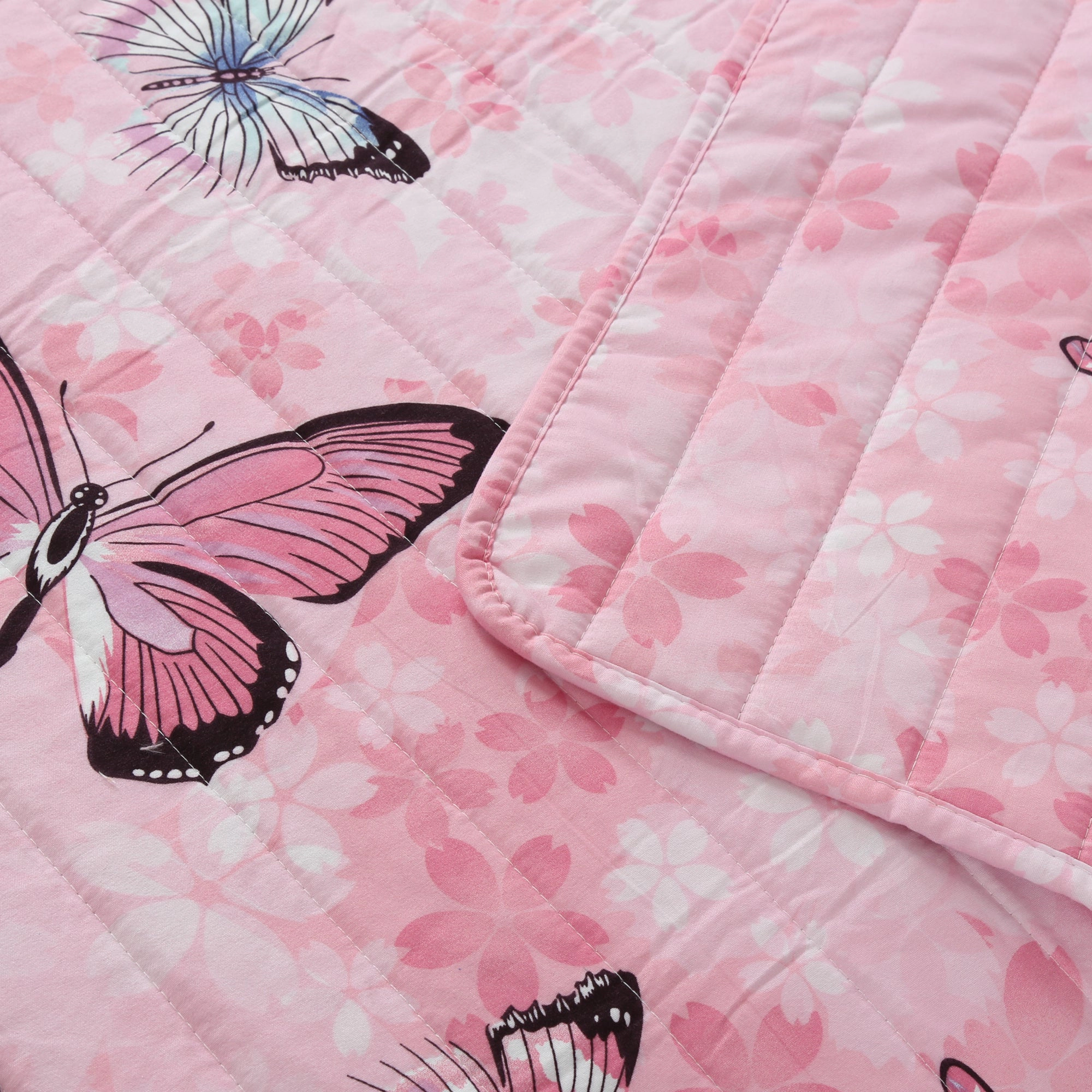 MarCieo 2/3 Piece Kids Girls Butterfly Quilt Set, Soft Lightweight Bedspread Set