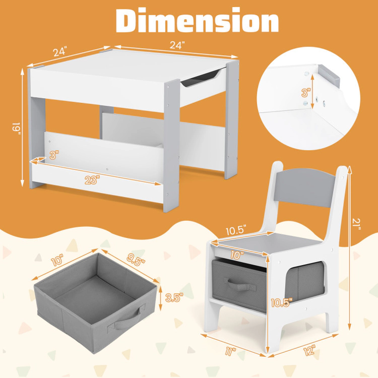 Hivvago 4 1 Kids Toddler Activity Table And Chairs Set With Reversible Tabletop