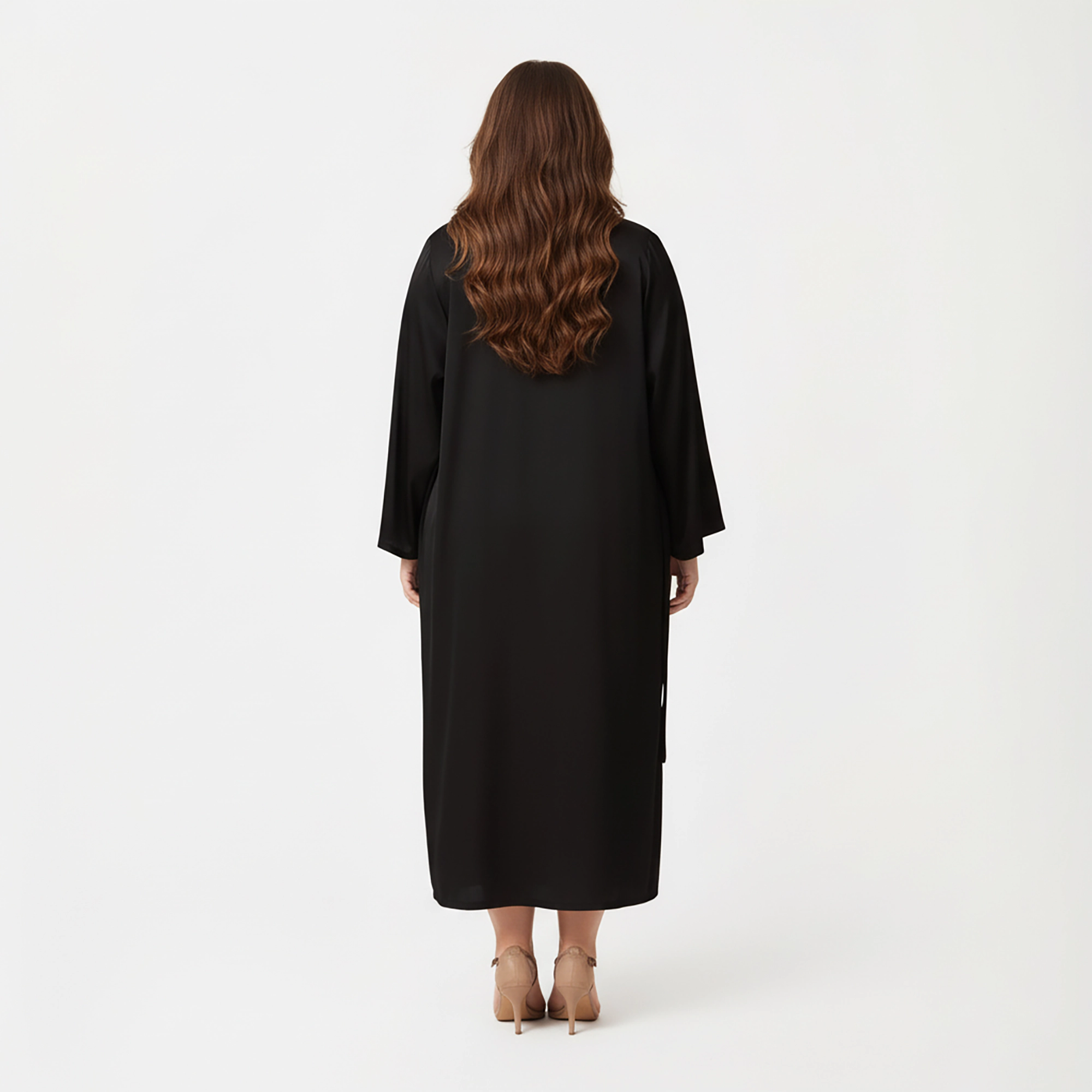 Anna-Kaci Women's Plus Long Robe Set Soft Draped Silhouette and Smooth Flowing Fabric for an Layered Lounge Look
