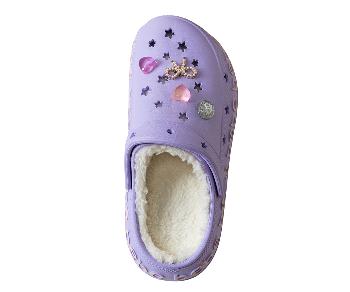Bebe Girl's EVA Clog with Charms Sherpa Lining