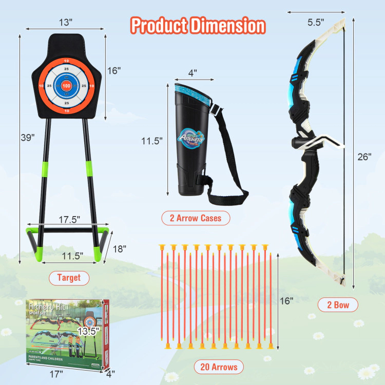 Hivvago Youth Archery Bow Set with LED Light Up Bow and 20 Suction Cup Arrows for Kids