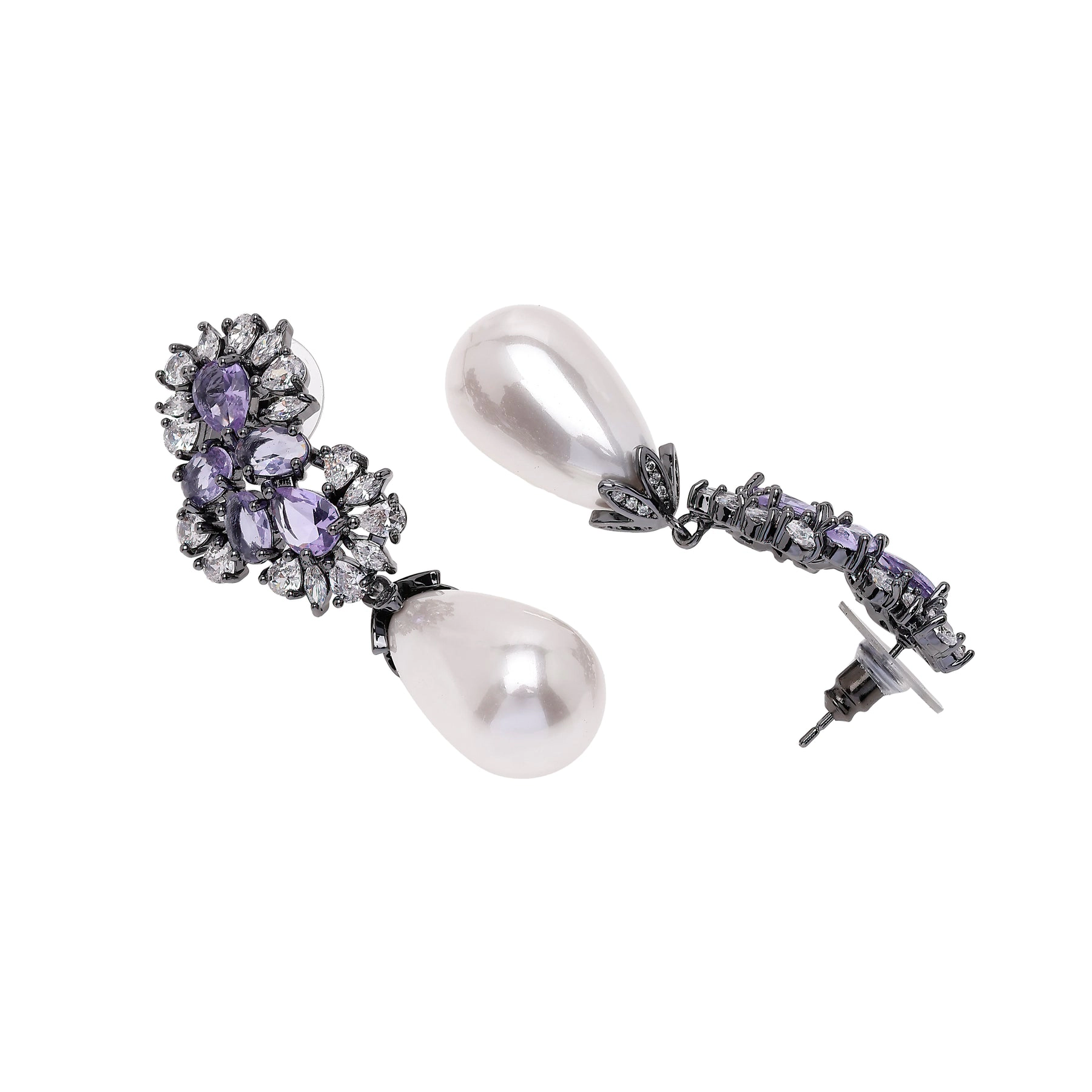 AGP PARIS Womens Elegant Purple Pearl Drop Earrings