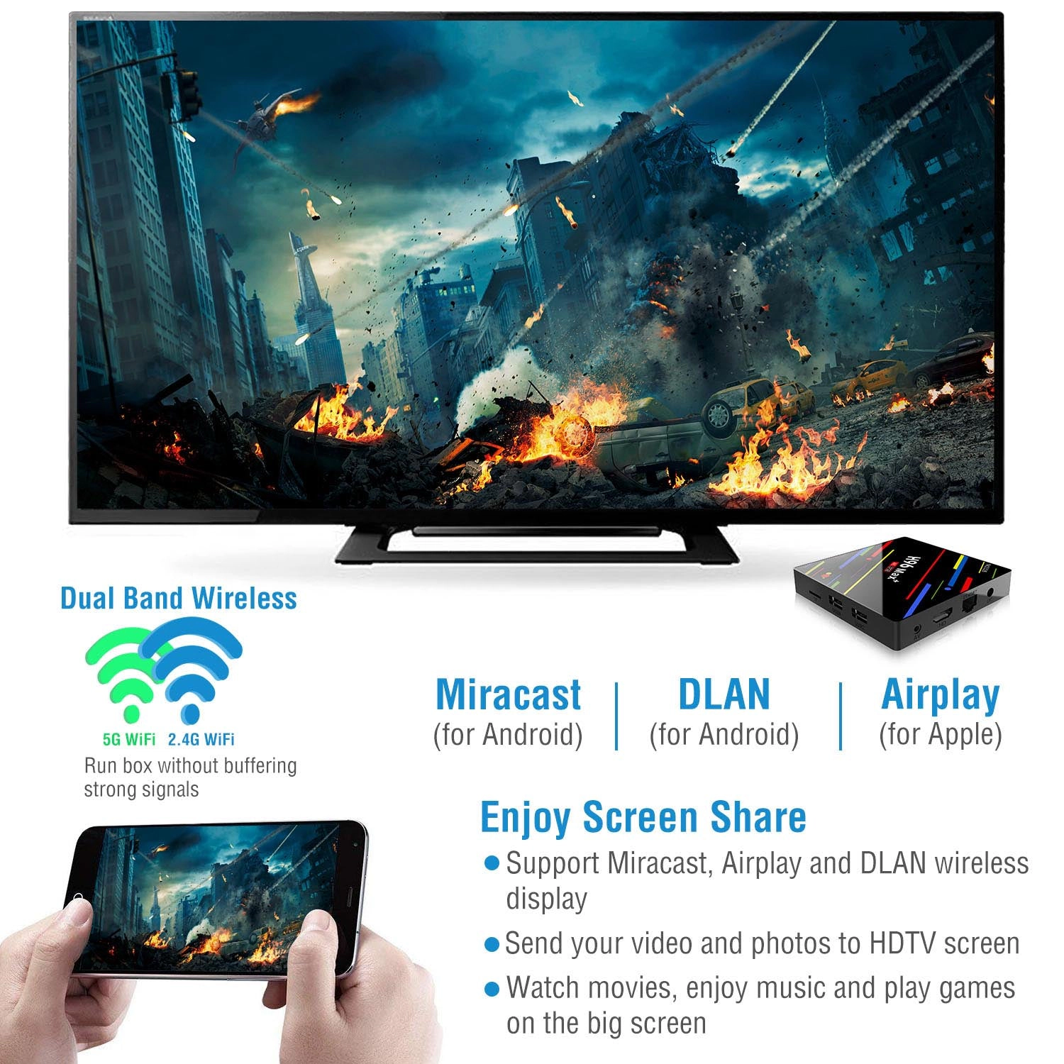 GBruno 64GB Android TV Box With 4K Streaming