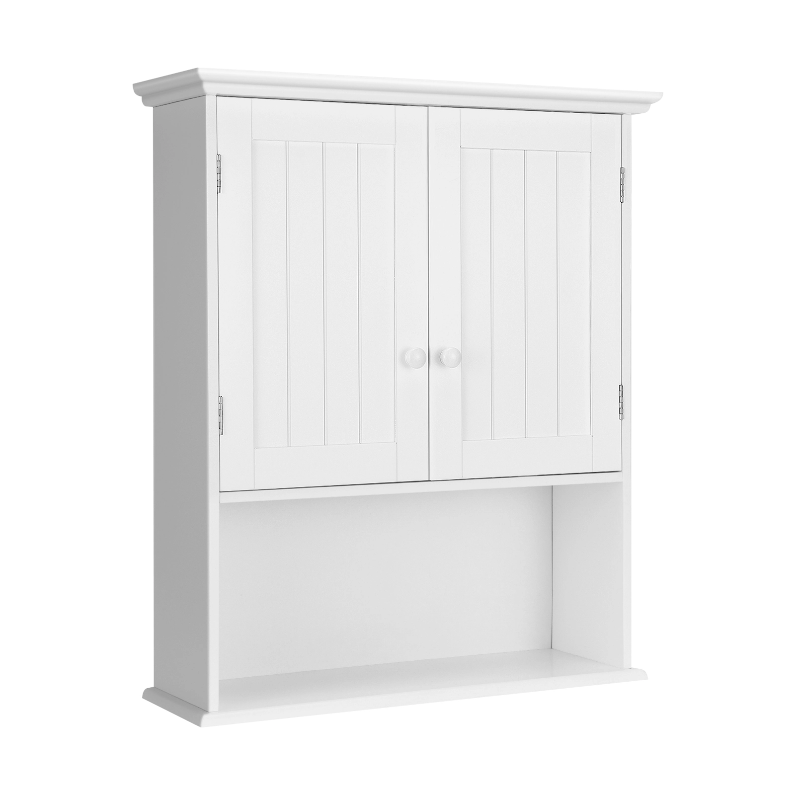 SUGIFT 2-Door Wall Mount Open Shelf MDF Bathroom Storage Cabinet 23.5-in x 8-in x 28-in 11-lb per Tier White