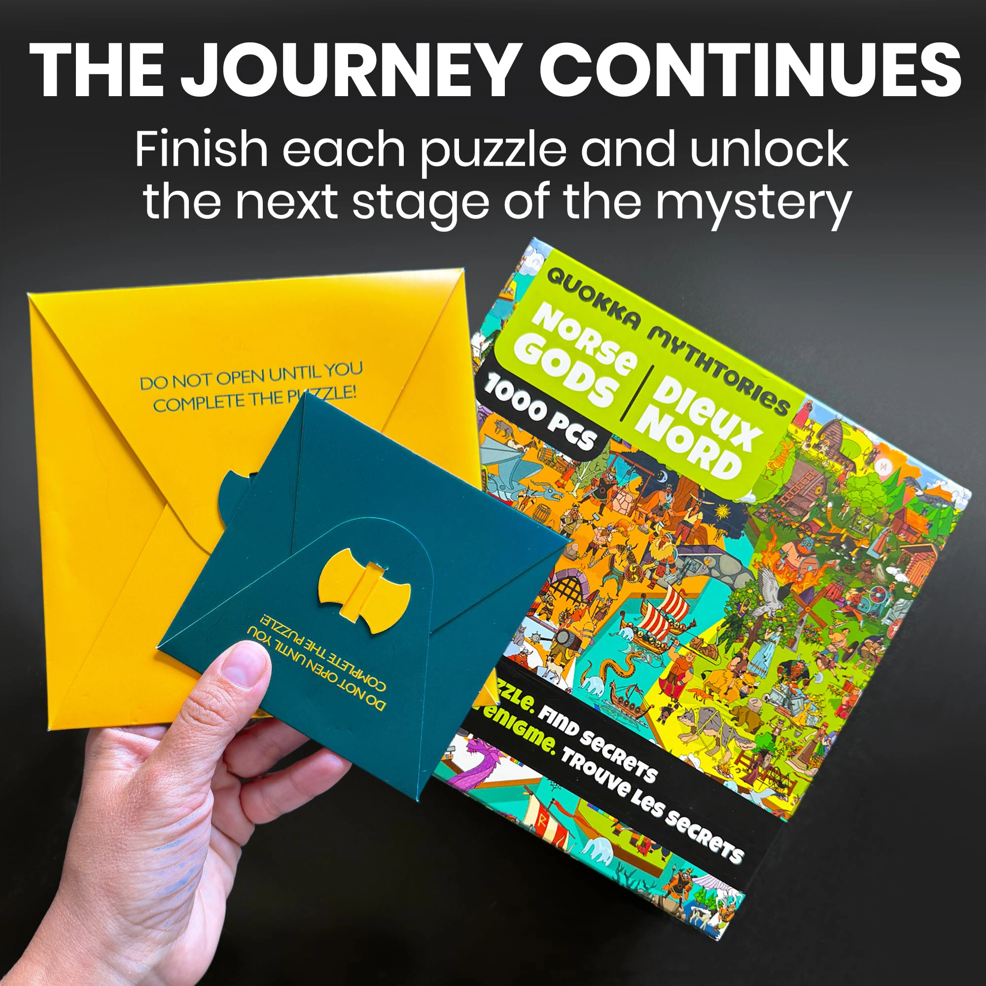 QUOKKA 1000-Piece Jigsaw Puzzle Set for Adults, 3-Pack, Egyptian, Greek & Norse Mythology with Hidden Challenges & Audio Stories