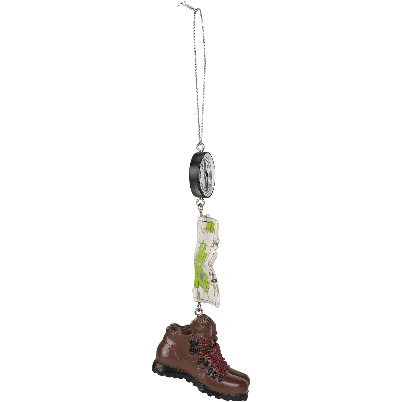 Ganz Hiking Compass Boots and Map Christmas Tree Ornament 4.75 inch