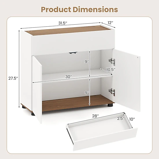 Hivvago Sideboard Buffet Cabinet With Storage Wooden Kitchen Storage Cabinet