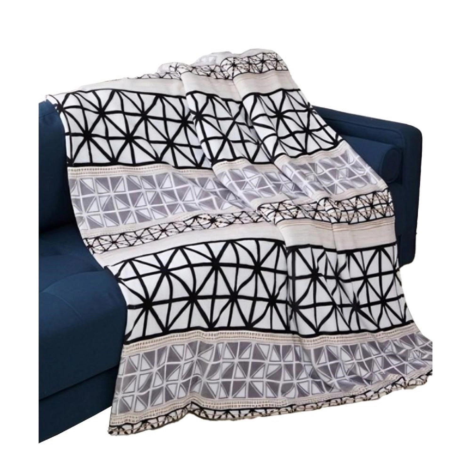 Plazatex Brexton plush Decorative Machine Washable Throw 50" x 70" Black,Grey & White