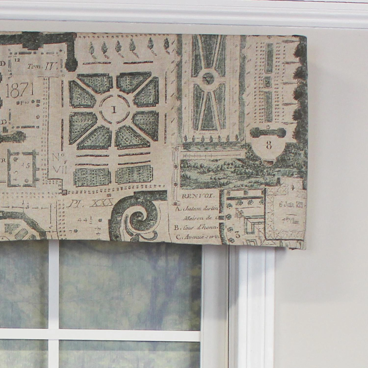 RLF Home Le Jardin Tailored 100% Cotton with Fully Lined 3" Rod Pocket Valnance for Windows 50" x 14" Spa