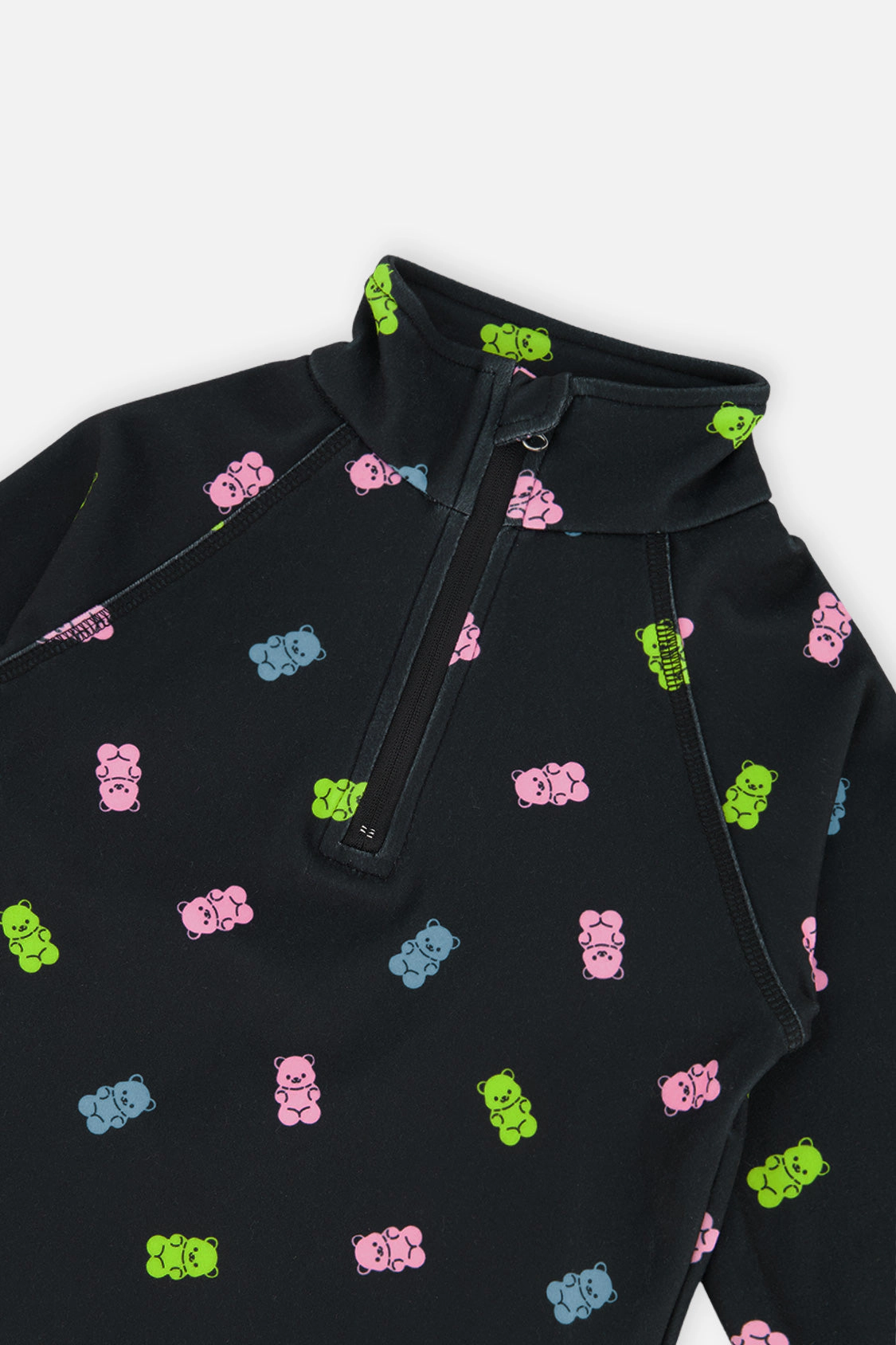Deux par Girls Two Piece Half-Zip Thermal Underwear Top and Pants Set with Printed Gummy Bears
