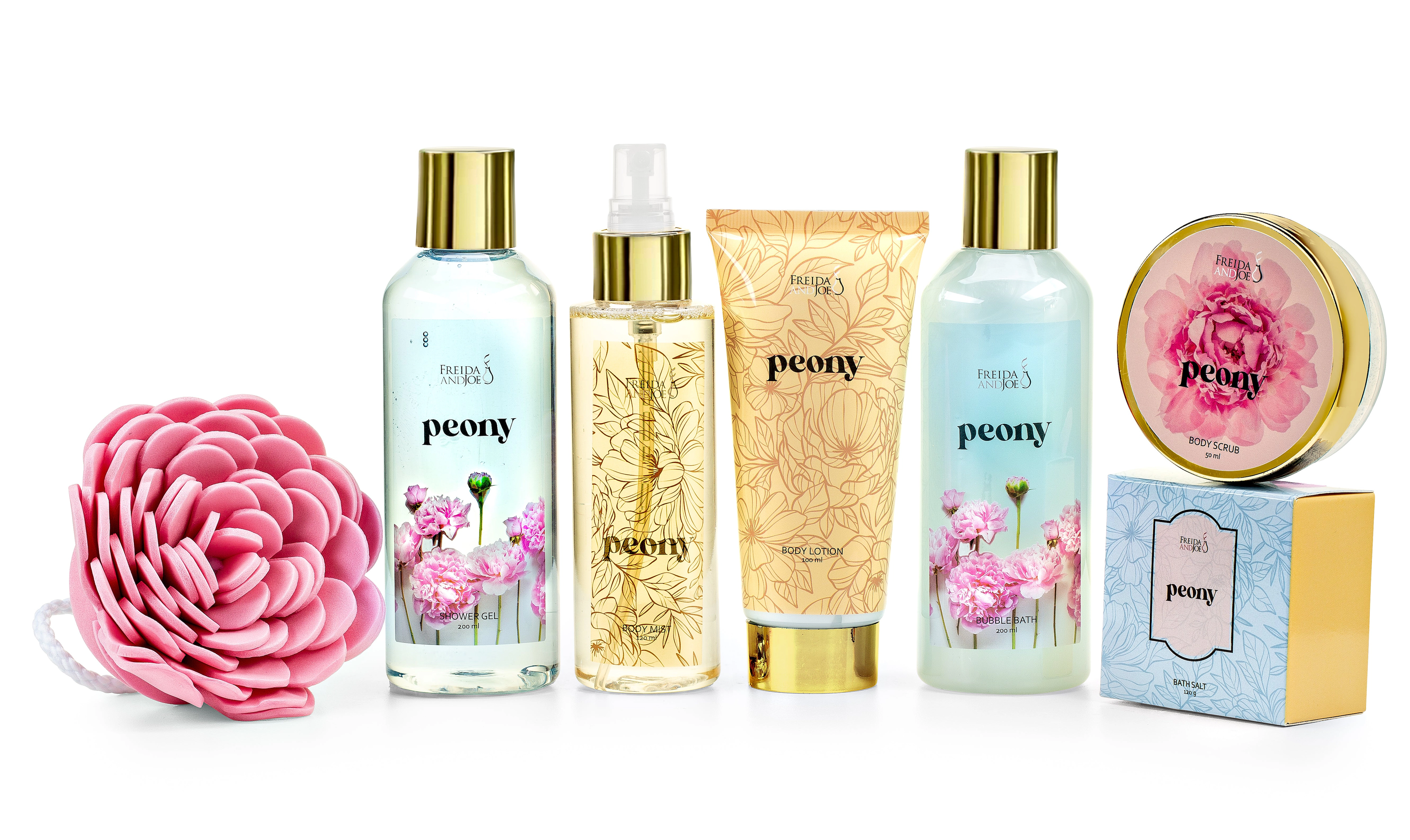 Freida & Joe Peony Bath & Body Spa Gift Set in Yellow Basket