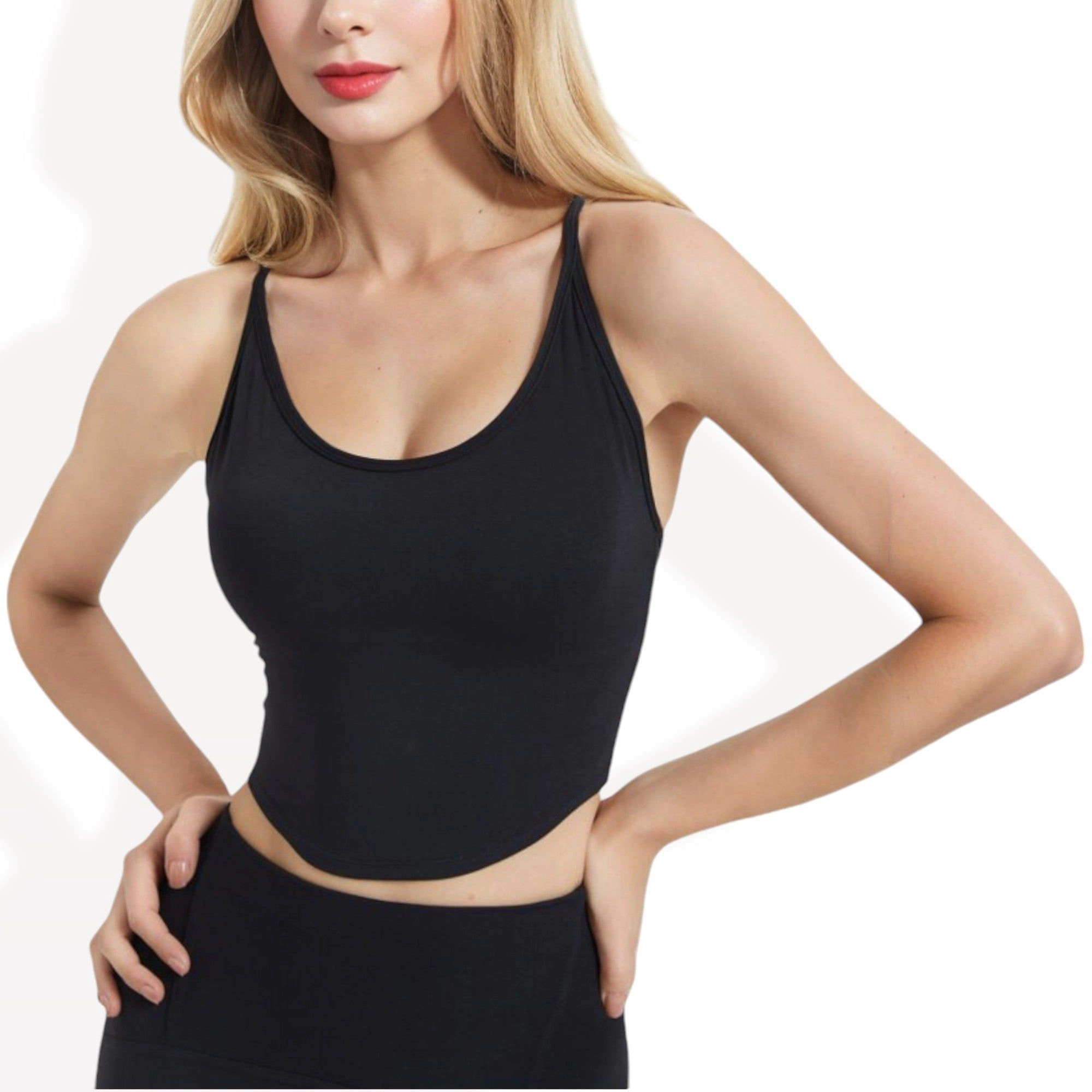 Anna-Kaci Women's Scoop Neck Cropped Sports Tank Top with Thin Straps