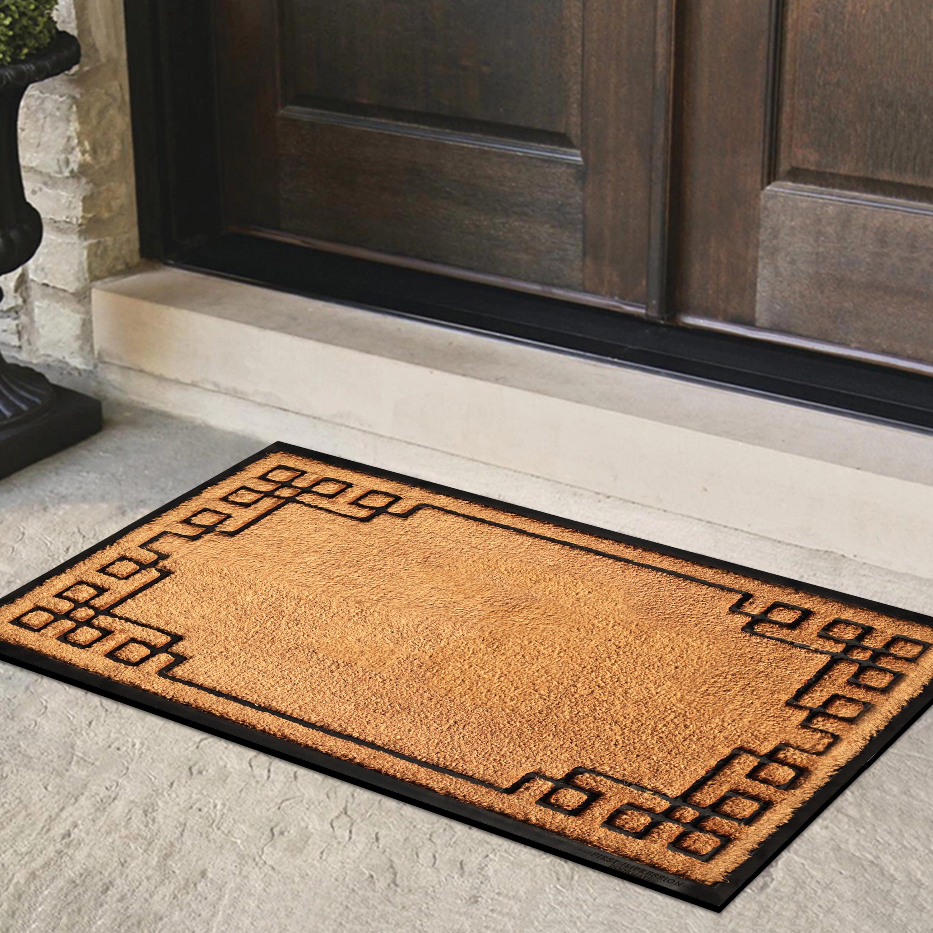 A1HC Coir and Rubber Door Mat 30x48 Inches Heavy Duty Non-Slip Dirt-Trapping Plain Key Greek