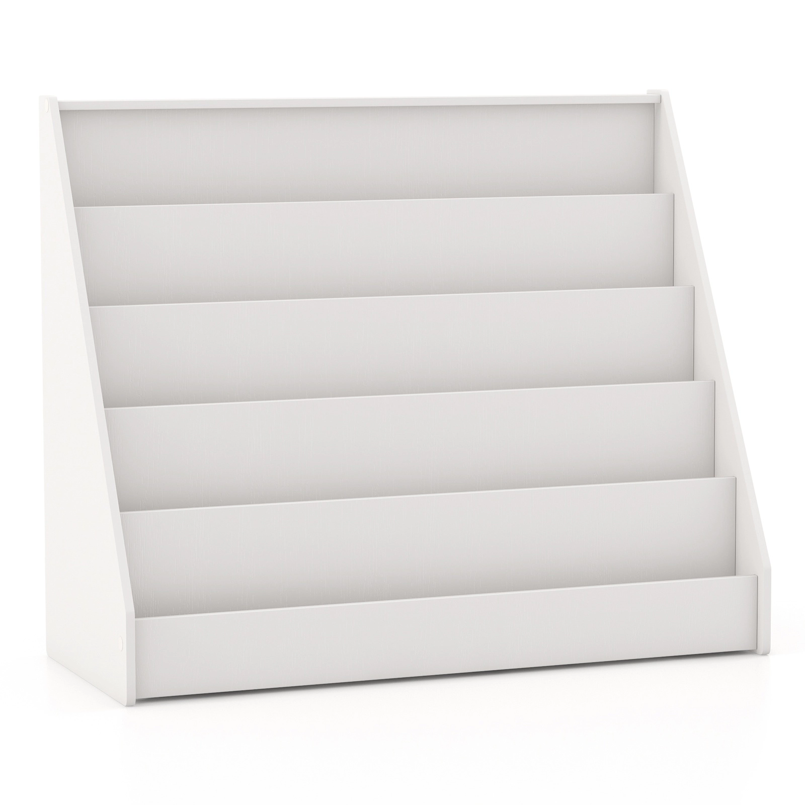 SUGIFT Kids 5-Tier Deep Compartments Front-Facing Anti-Tip Wooden Bookshelf 36-in x 15-in x 30-in Ages 3+ White