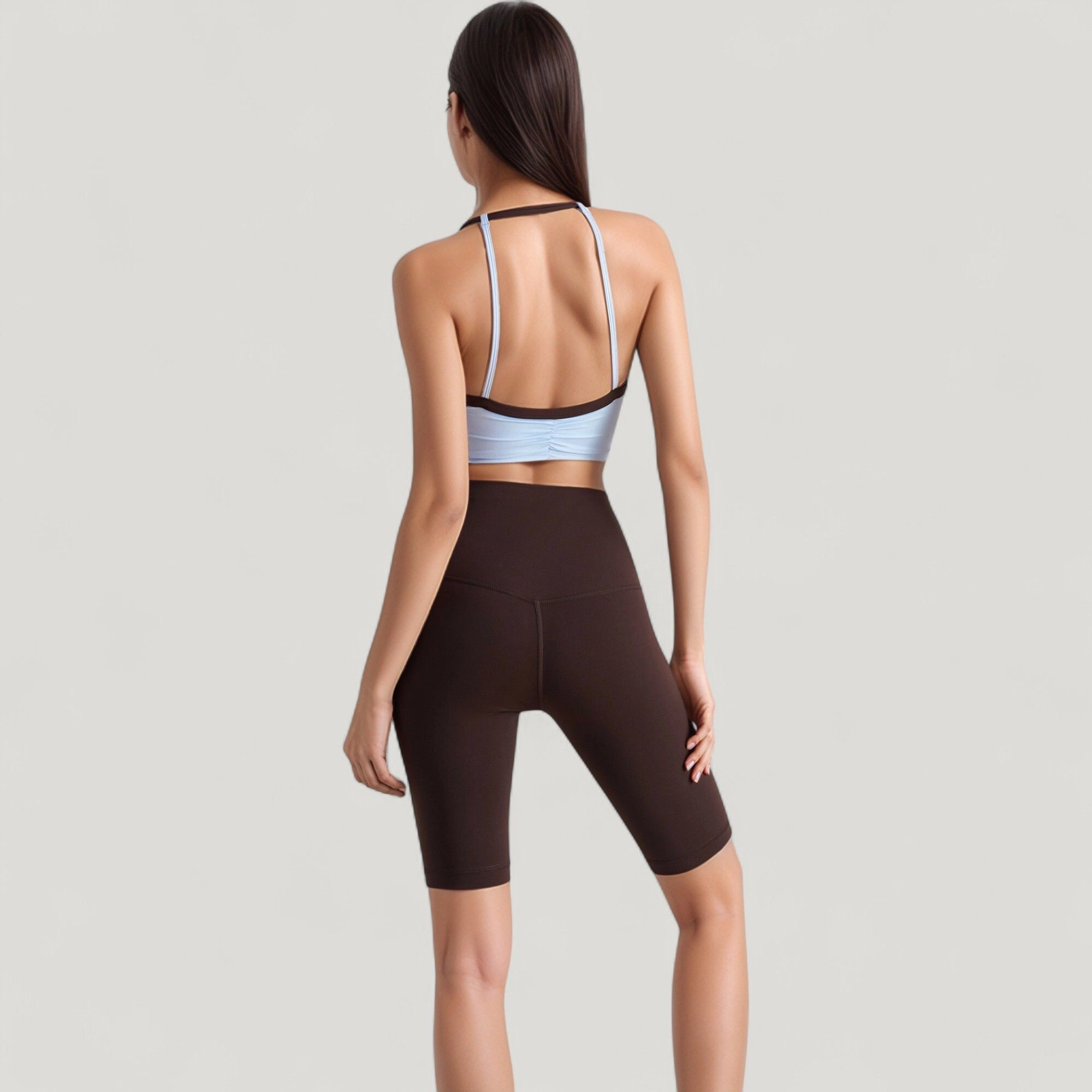 Anna-Kaci Women's Scoop Neck Racerback Sports Bra with Contrast Trim
