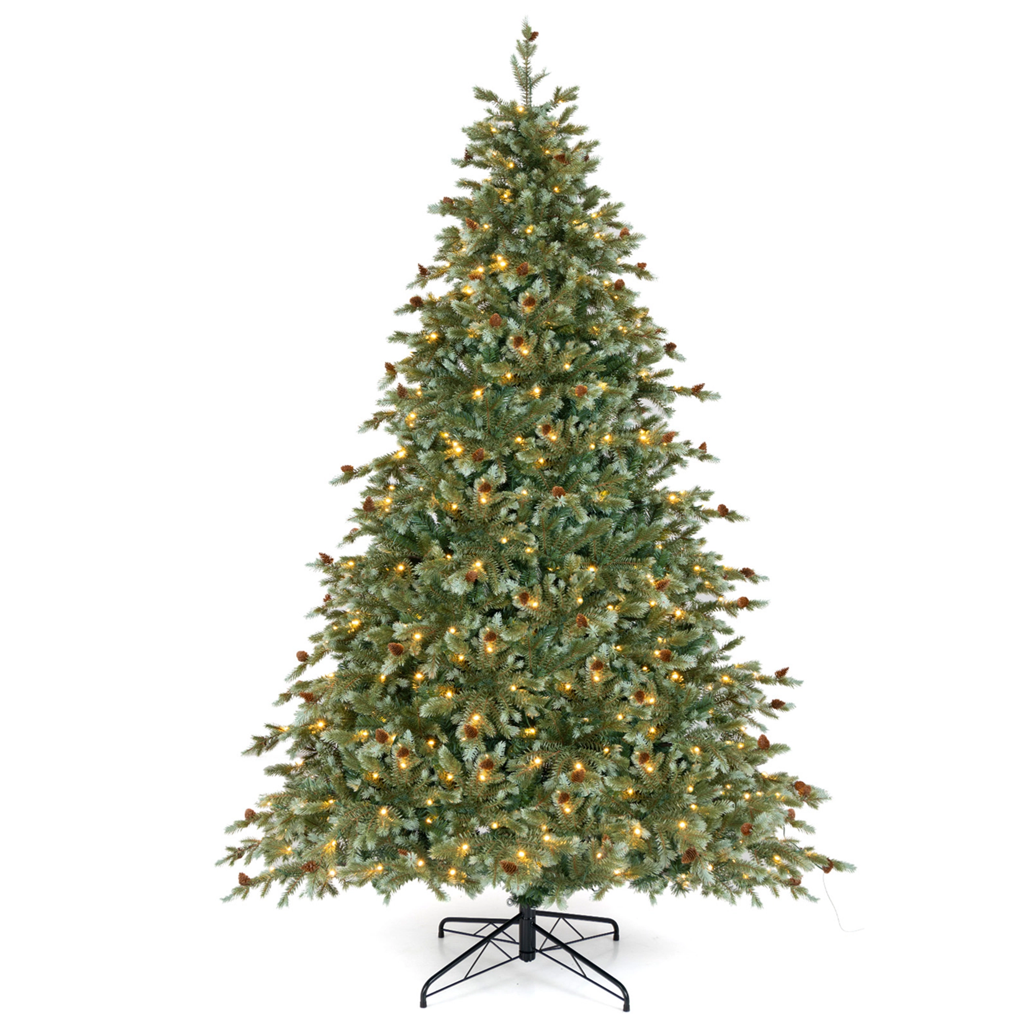 Costway 6/7/8 FT Artificial Christmas Tree with 590/846/1226 Branch Tips 240/340/410 Warm LED Lights
