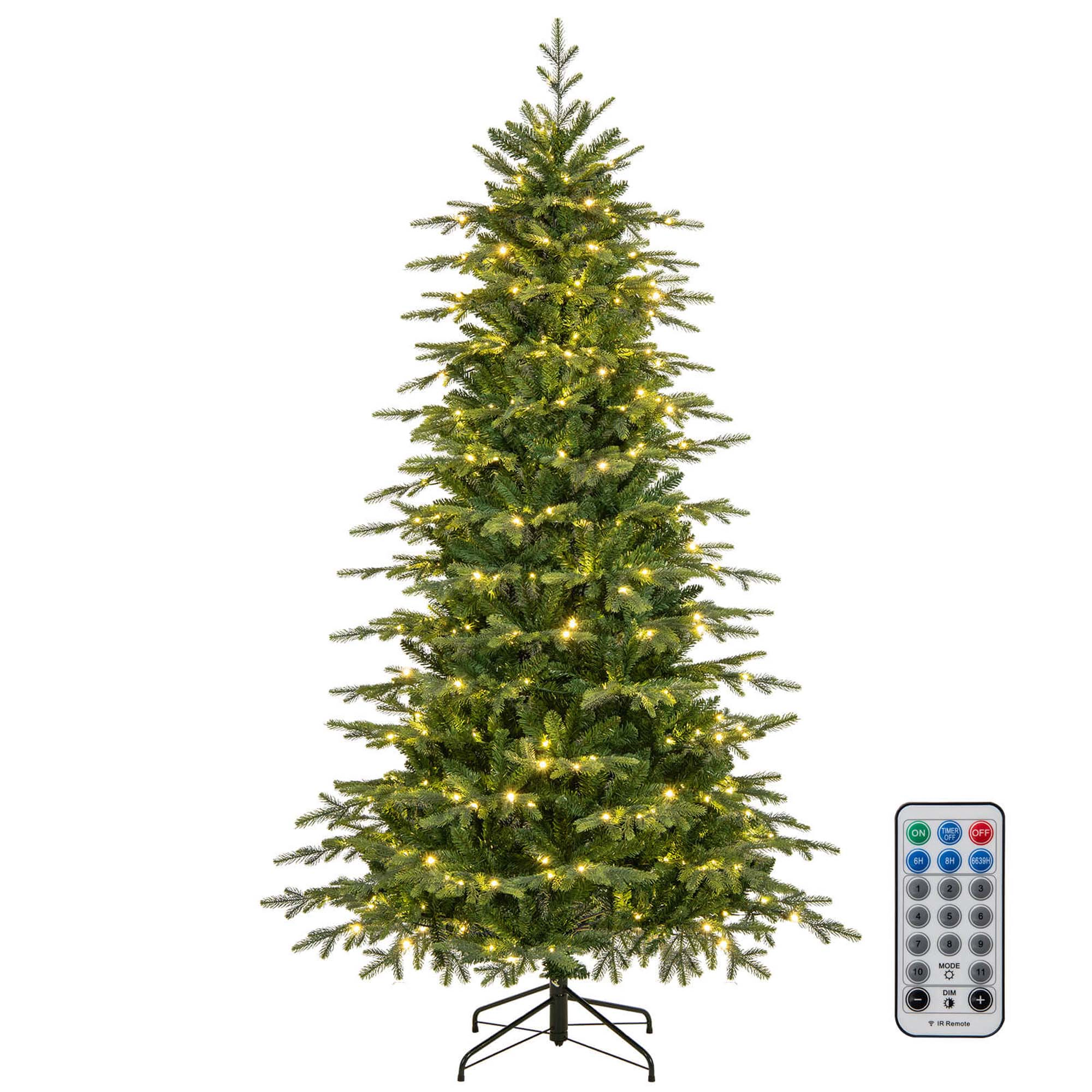 Costway 6/7.5/9 FT Artificial Christmas Tree with 714/1162/1770 Branch Tips 260/380/560 LED Lights 3 Timers Remote