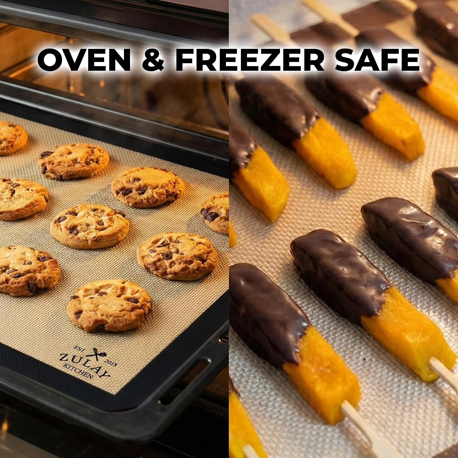 Zulay Kitchen 16.5"x11.6" 2-Pack Silicone Baking Mat - Reusable Nonstick Sheet