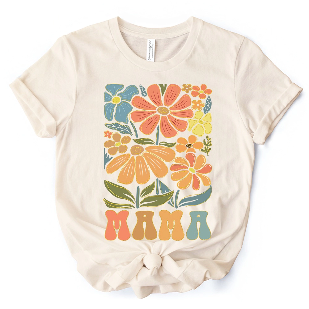 OrnamentallyYou Womens Boho Floral Mama T-Shirt