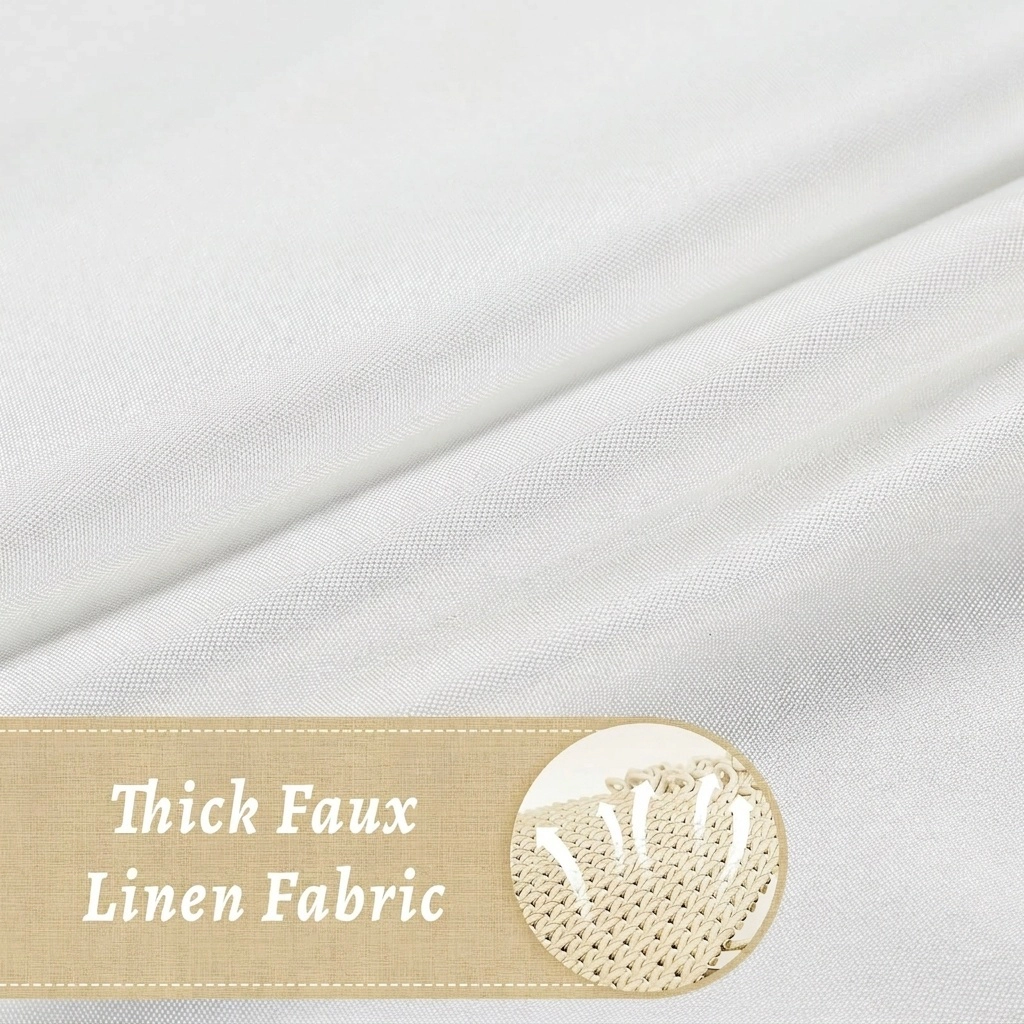 WZK Linen Look No Hook with Snap In Liner Mesh Top Window Waterproof Washable Shower Curtain Set