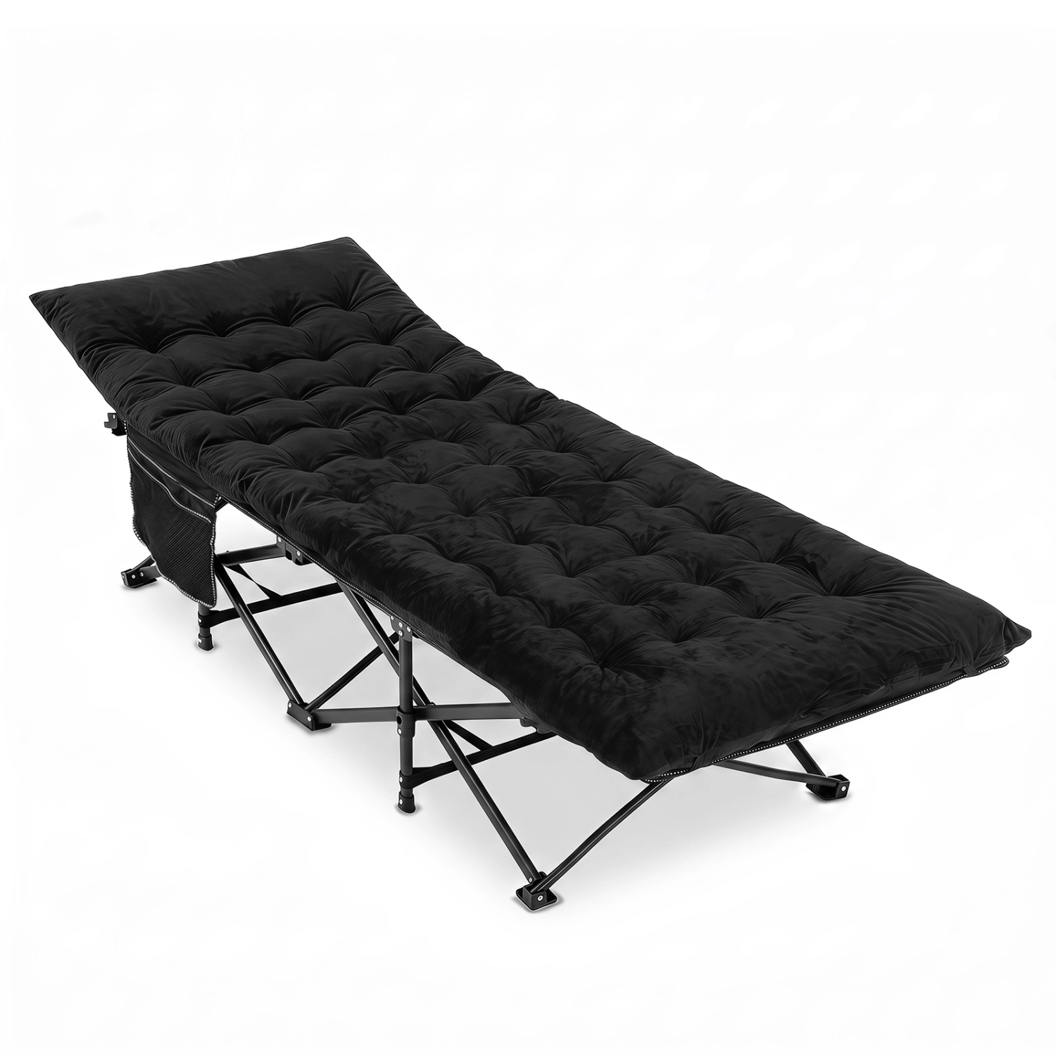 LJG Camping Cot for Adults with Soft Padded Mat and Carrying Bag