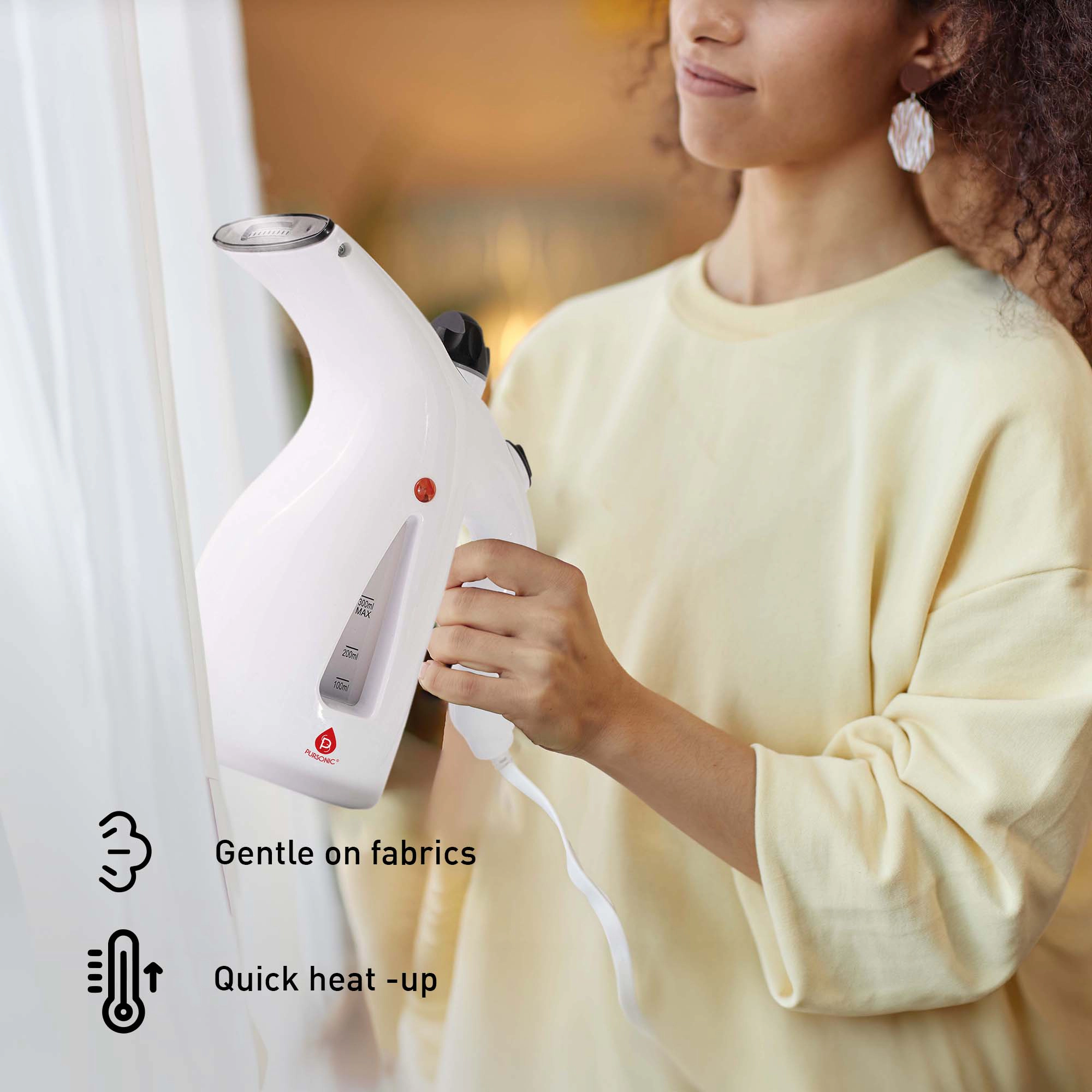 Pursonic Unisex Travel-Ready Fabric Care Trio – Steamer, Mini Iron & Lint Remover