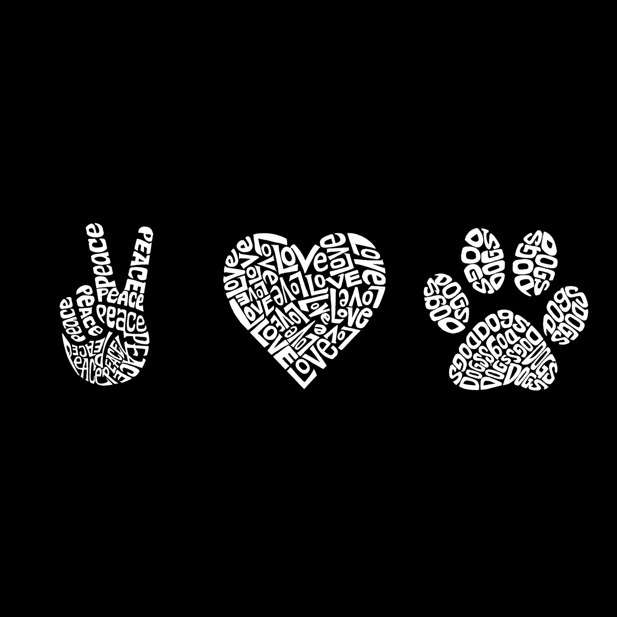 LA Pop Art Peace Love Dogs - Men's Word Hooded Sweatshirt