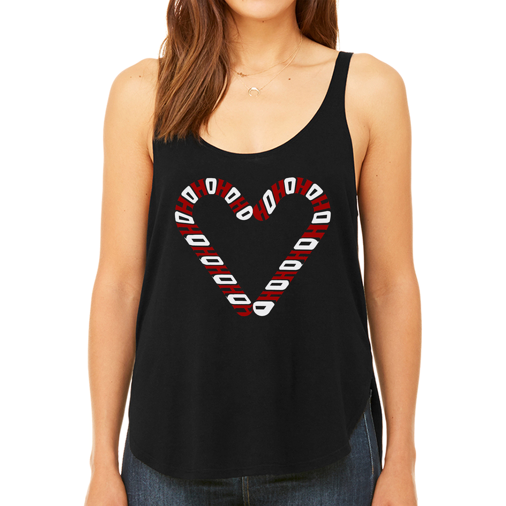 LA Pop Art Women's Premium Word Flowy Tank - Candy Canes