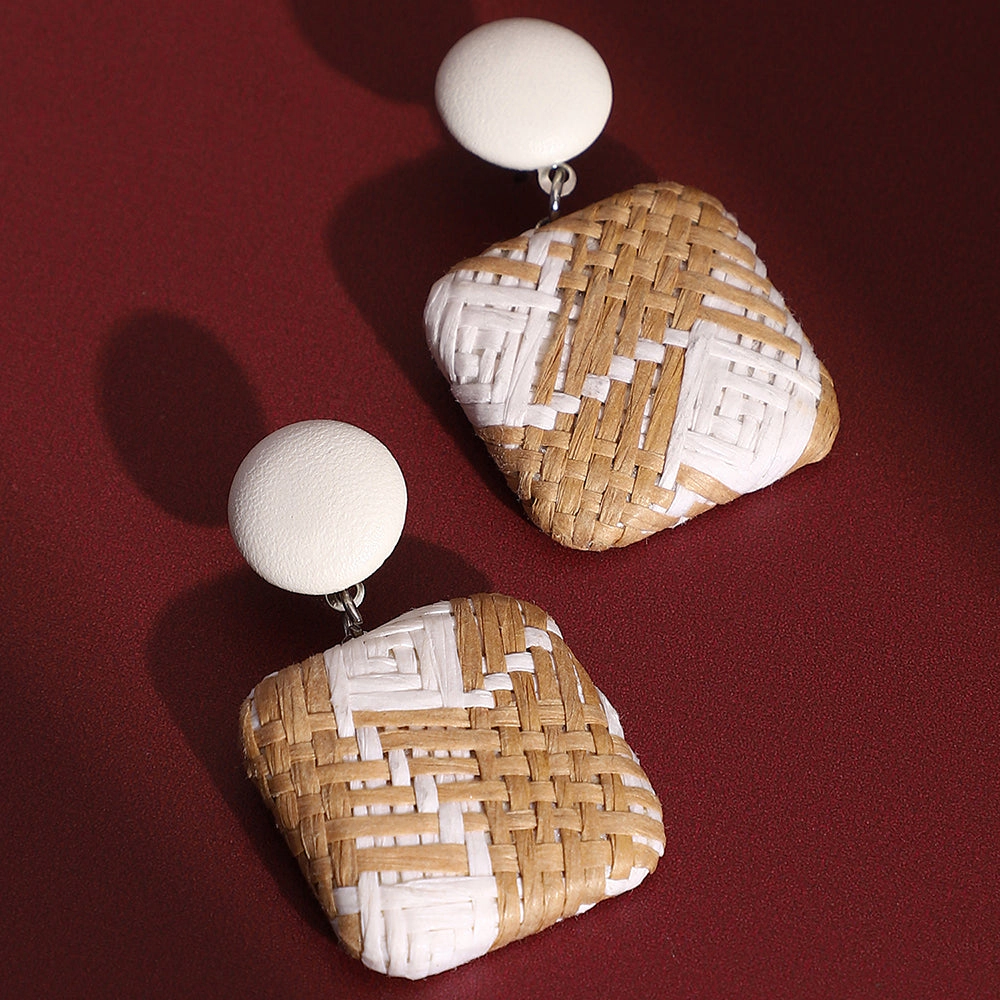 SOHI Women's The Rattan Drop Earrings - Tan Brown