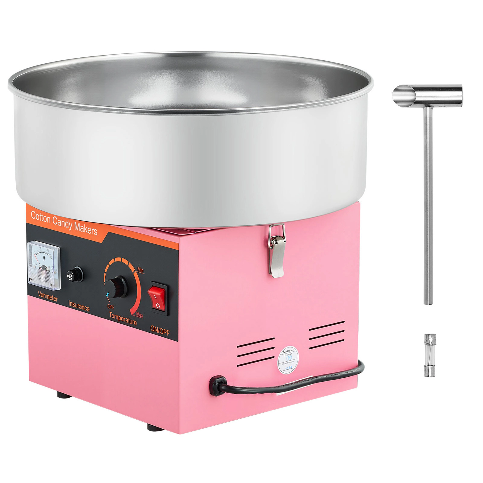 HONGGE Cotton Candy Machine Commercial 1000W Electric Candy Floss Maker Easy Use with 15 inch Stainless Steel Bowl and