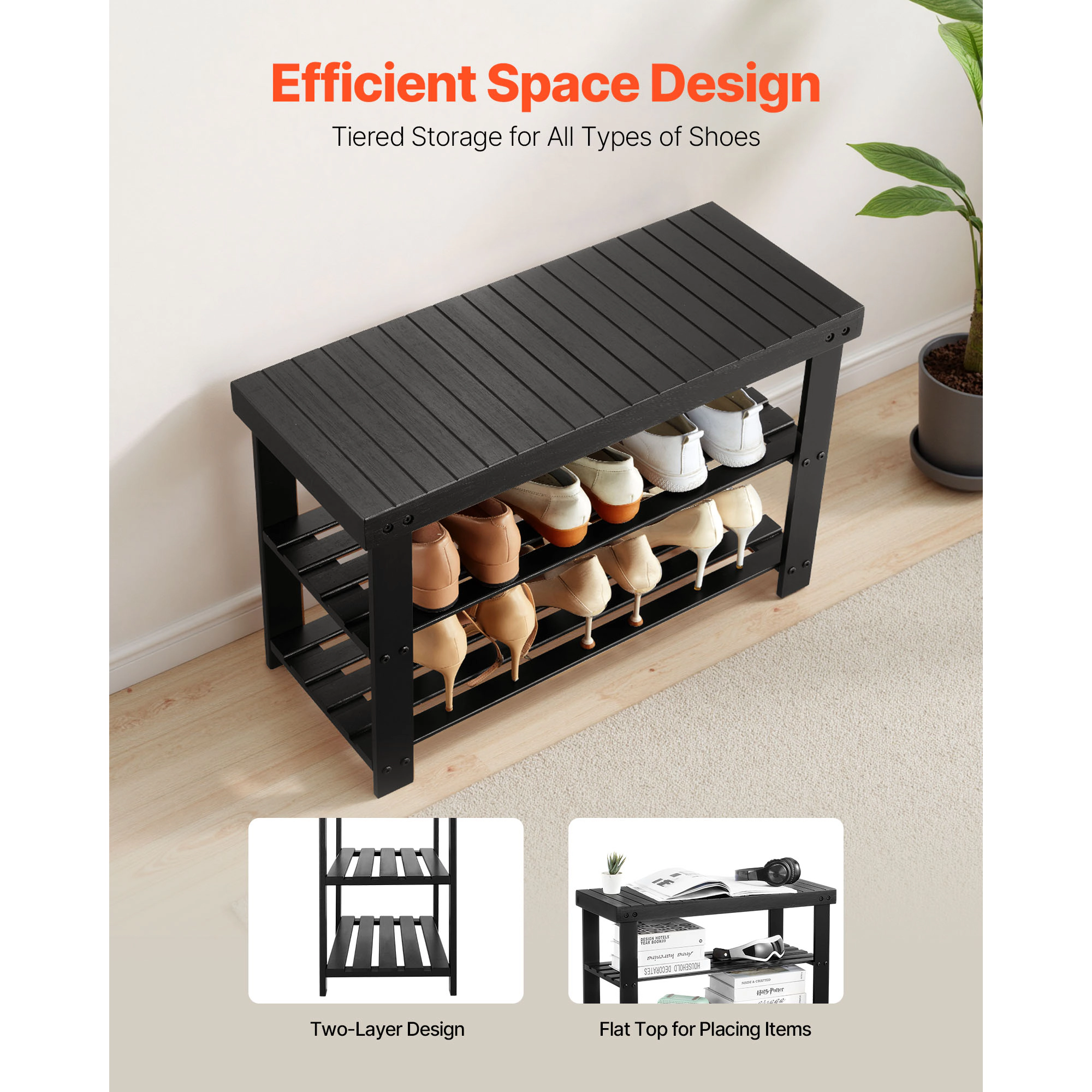 HONGGE Shoe Storage Bench for Hallway Entryway Bedroom